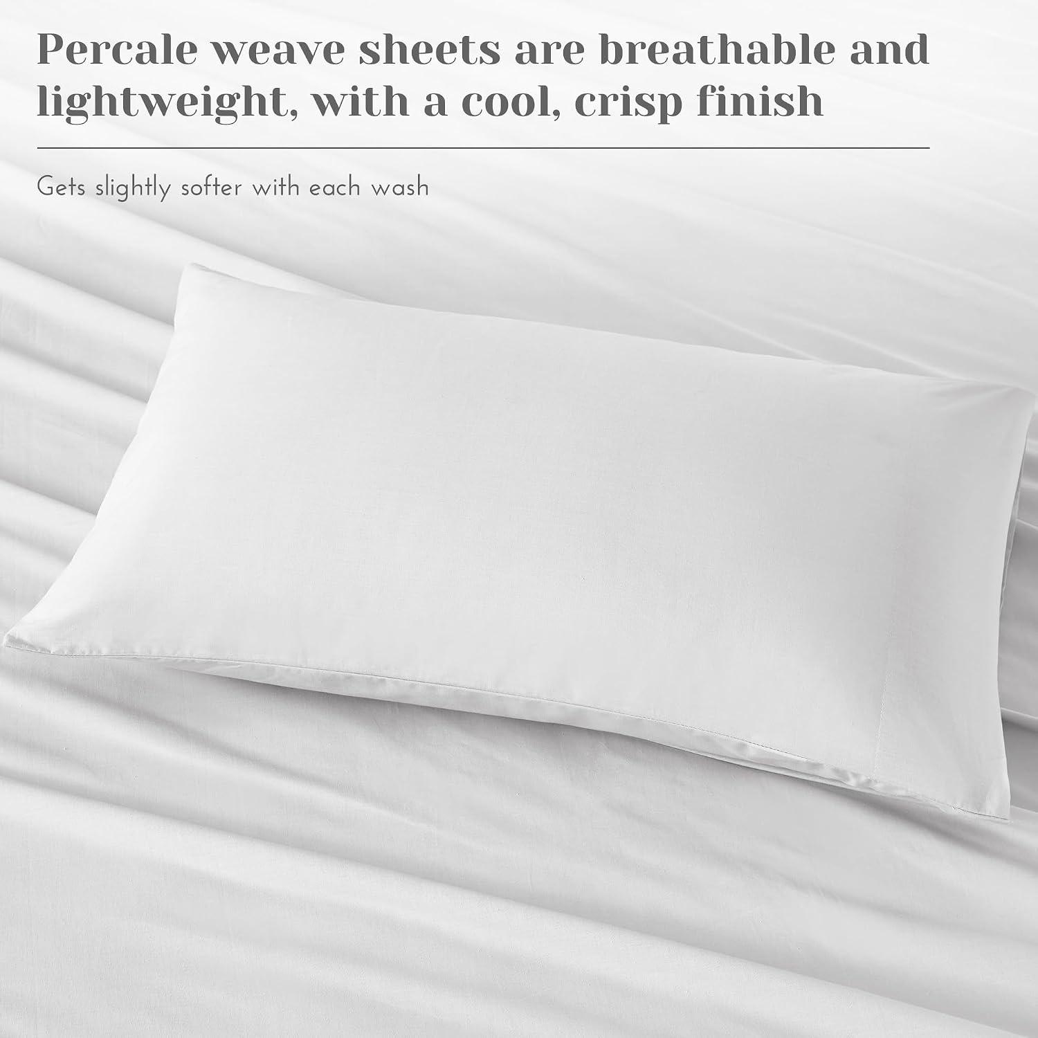 JUEGO DE SÁBANAS COMFORT SPACES QUEEN 100% ALGODÓN PERCAL BLANCO 4 PIEZAS - 3