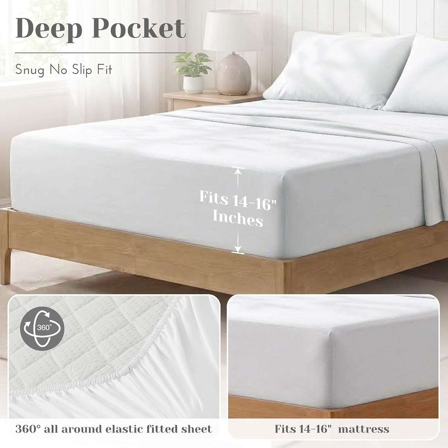 JUEGO DE SÁBANAS COMFORT SPACES QUEEN 100% ALGODÓN PERCAL BLANCO 4 PIEZAS - 5