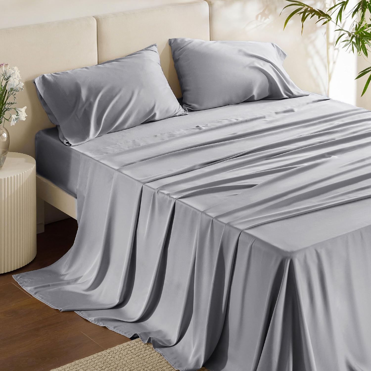 JUEGO DE SÁBANAS BEDSURE PUREWOVEN 100% RAYÓN DE BAMBÚ FULL 4 PIEZAS - 1
