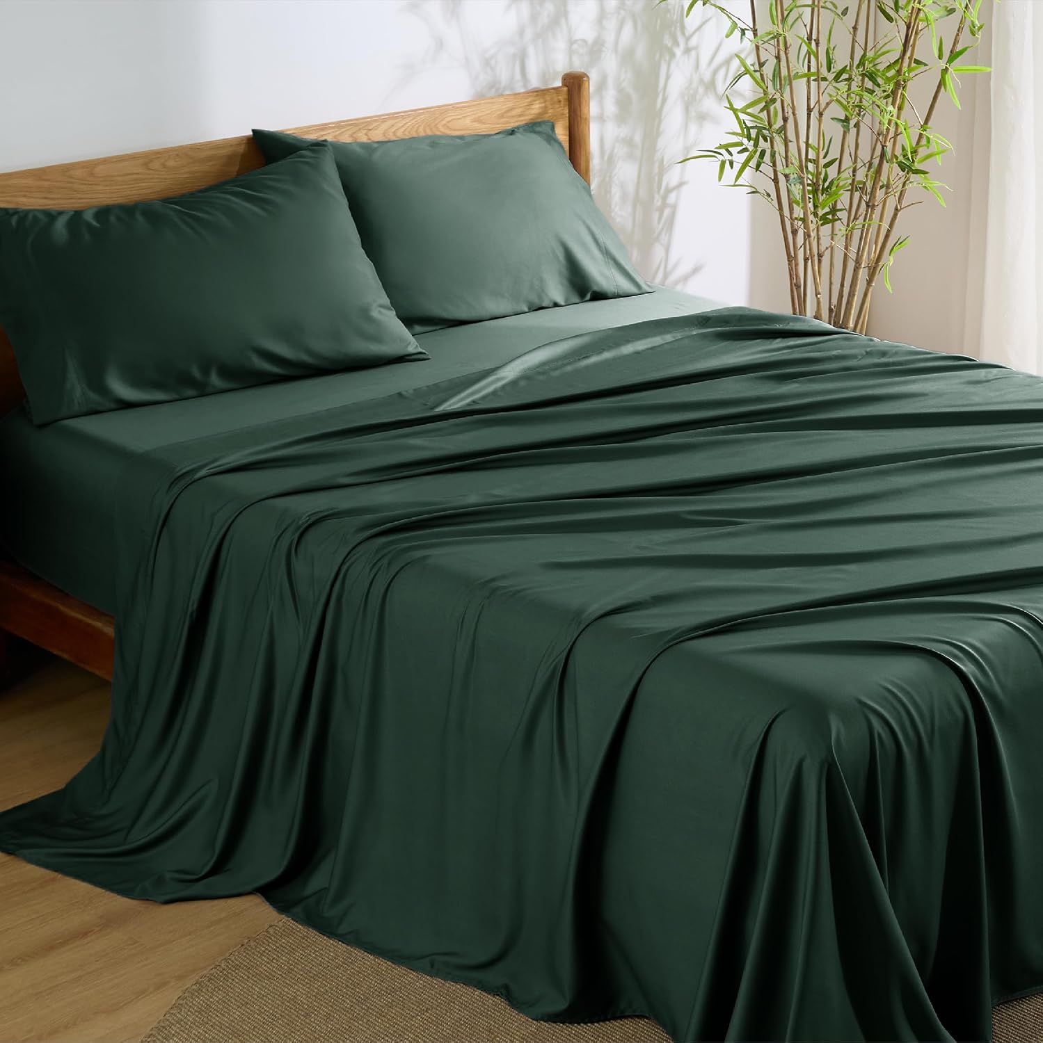 JUEGO DE SÁBANAS BEDSURE PUREWOVEN 100% RAYÓN DE BAMBÚ FULL 4 PIEZAS - 1
