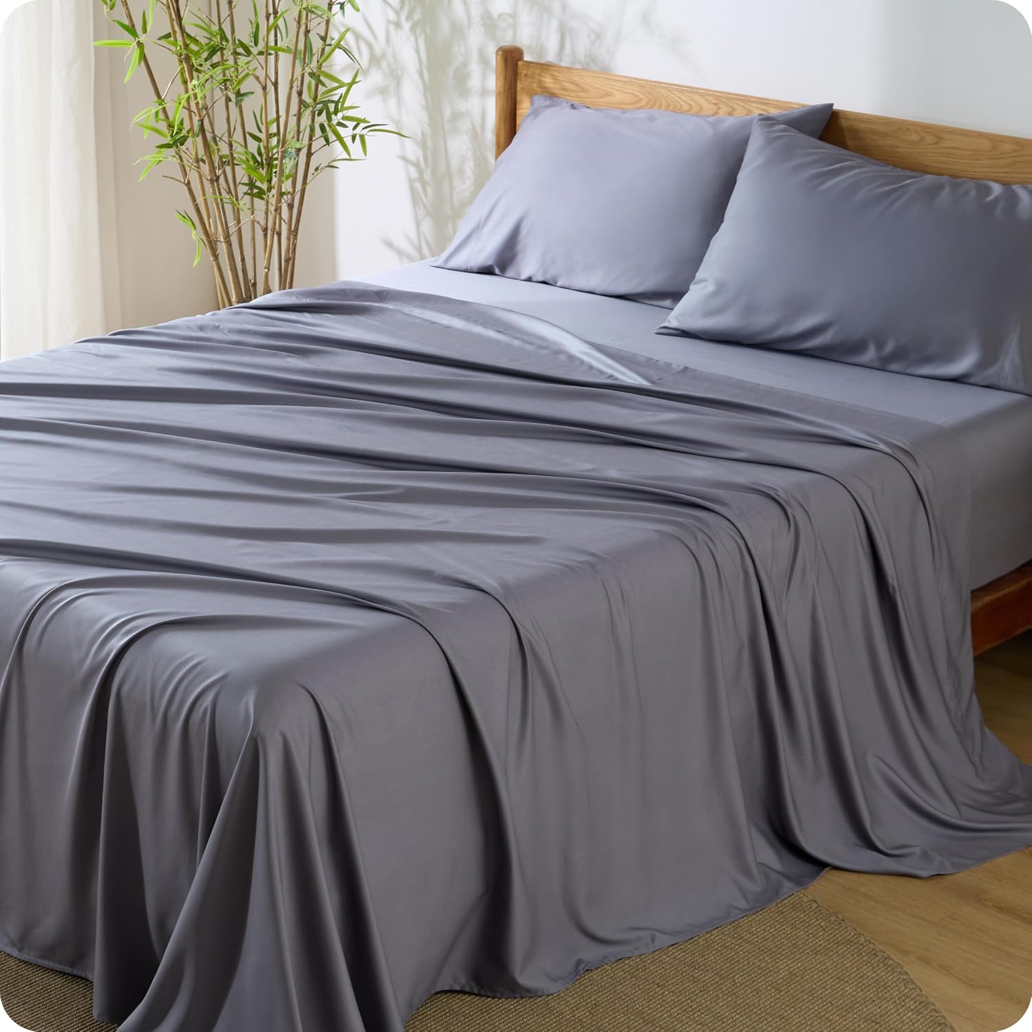 JUEGO DE SÁBANAS BEDSURE PUREWOVEN 100% RAYÓN DE BAMBÚ FULL 4 PIEZAS - 1