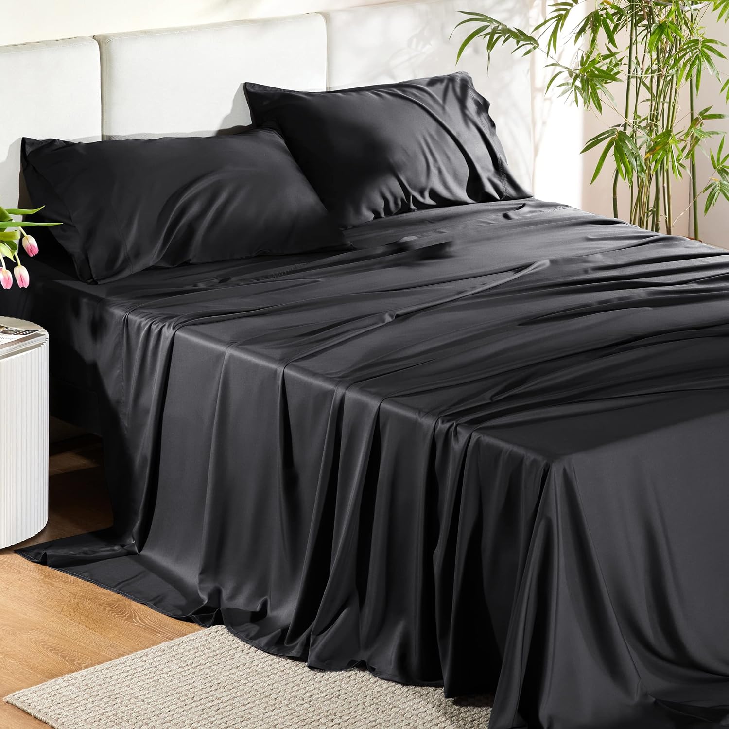 JUEGO DE SÁBANAS BEDSURE PUREWOVEN 100% RAYÓN DE BAMBÚ FULL 4 PIEZAS - 2