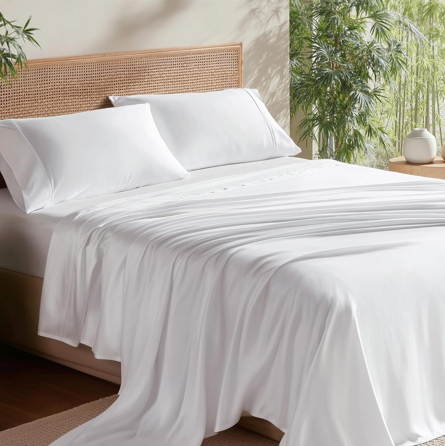 JUEGO DE SÁBANAS BEDSURE PUREWOVEN 100% RAYÓN DE BAMBÚ FULL 4 PIEZAS - 1