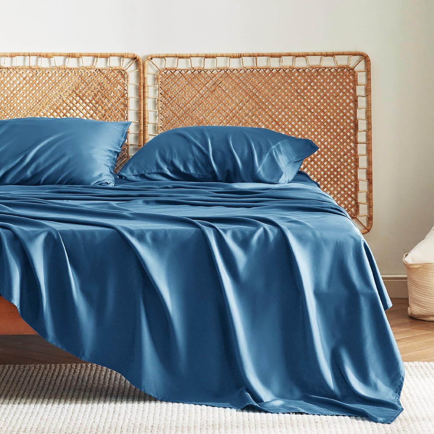 JUEGO DE SÁBANAS BEDSURE PUREWOVEN 100% RAYÓN DE BAMBÚ FULL 4 PIEZAS - 1