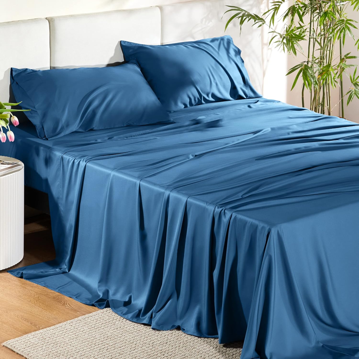 JUEGO DE SÁBANAS BEDSURE PUREWOVEN 100% RAYÓN DE BAMBÚ FULL 4 PIEZAS - 2
