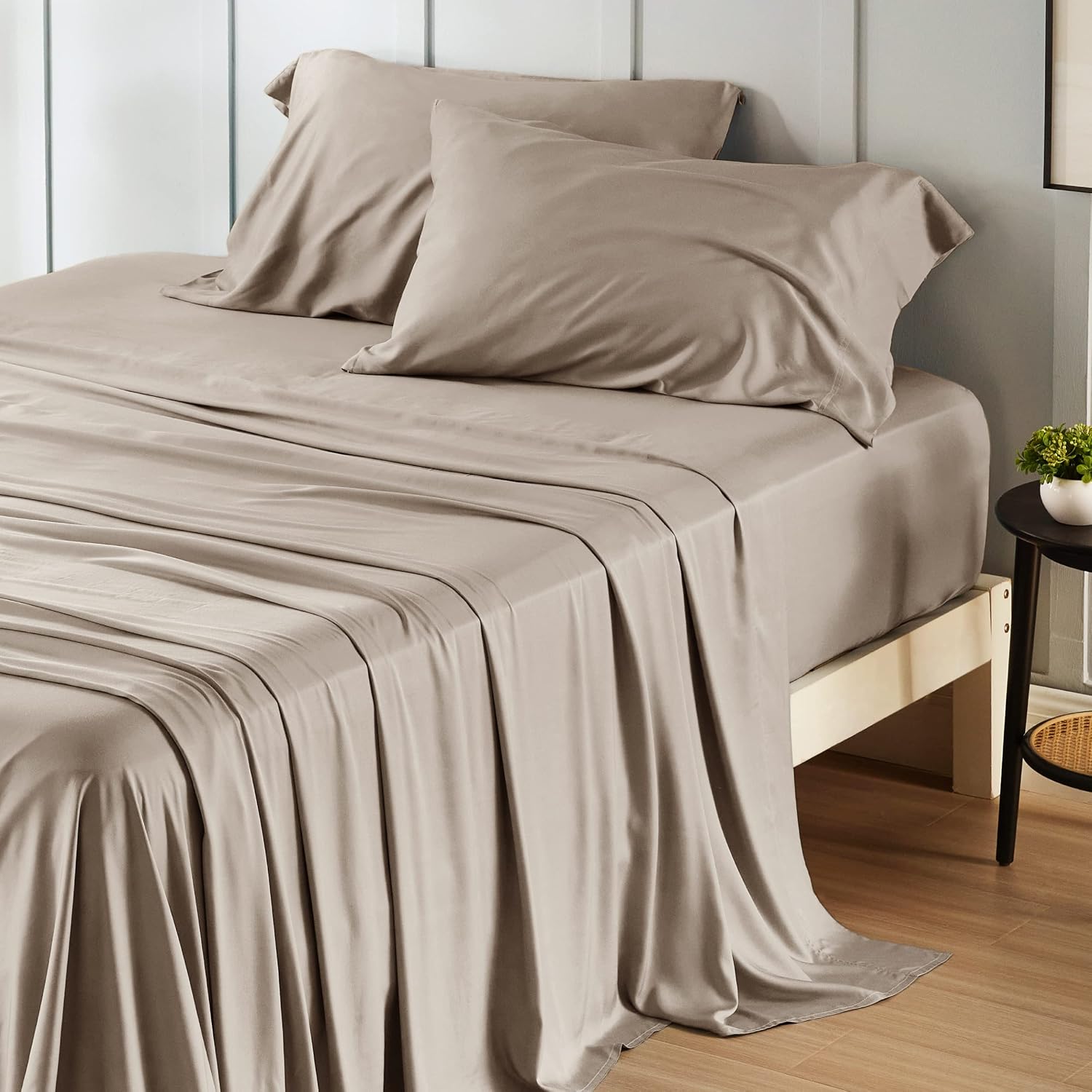 JUEGO DE SÁBANAS BEDSURE PUREWOVEN 100% RAYÓN DE BAMBÚ FULL 4 PIEZAS - 1