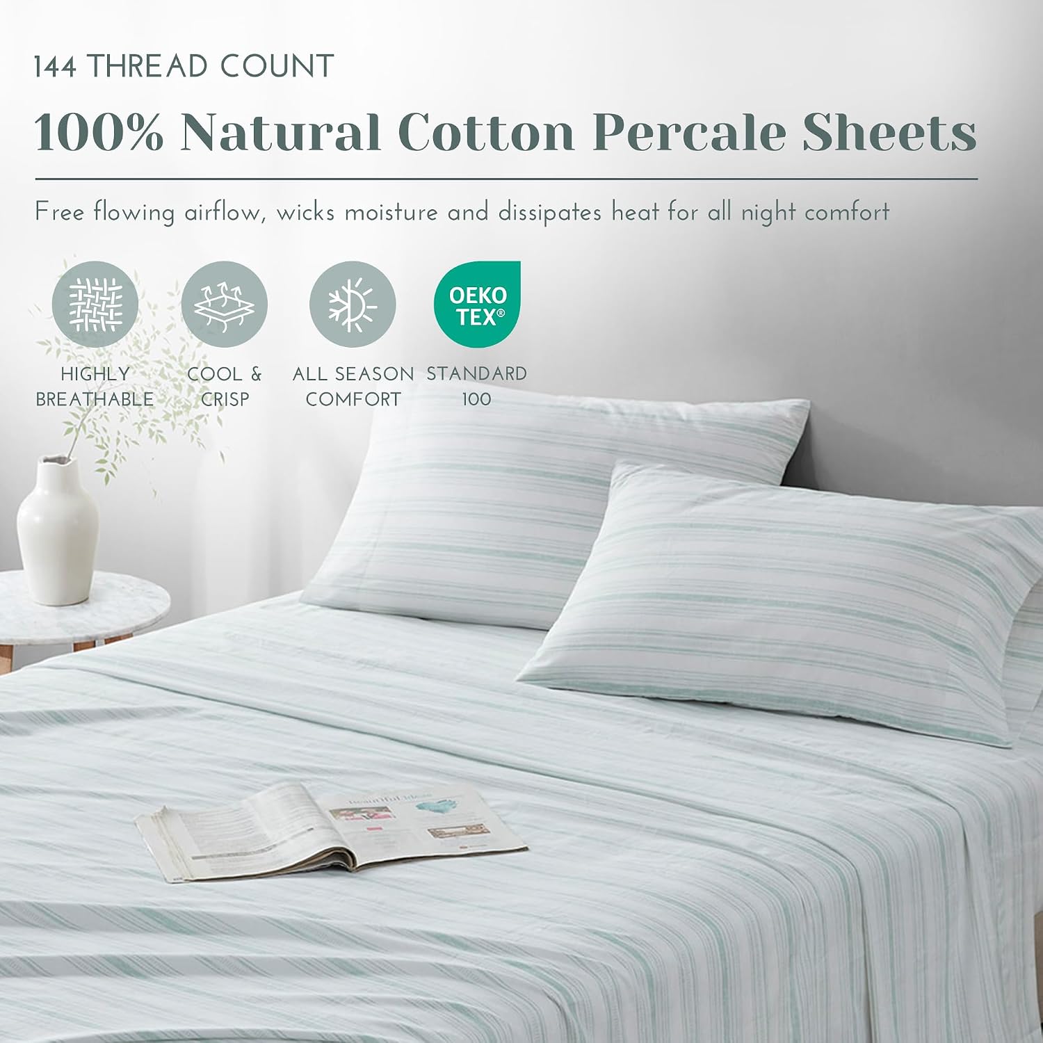 JUEGO DE SÁBANAS COMFORT SPACES QUEEN 100% ALGODÓN PERCAL 4 PIEZAS GOOD VIBES - 2