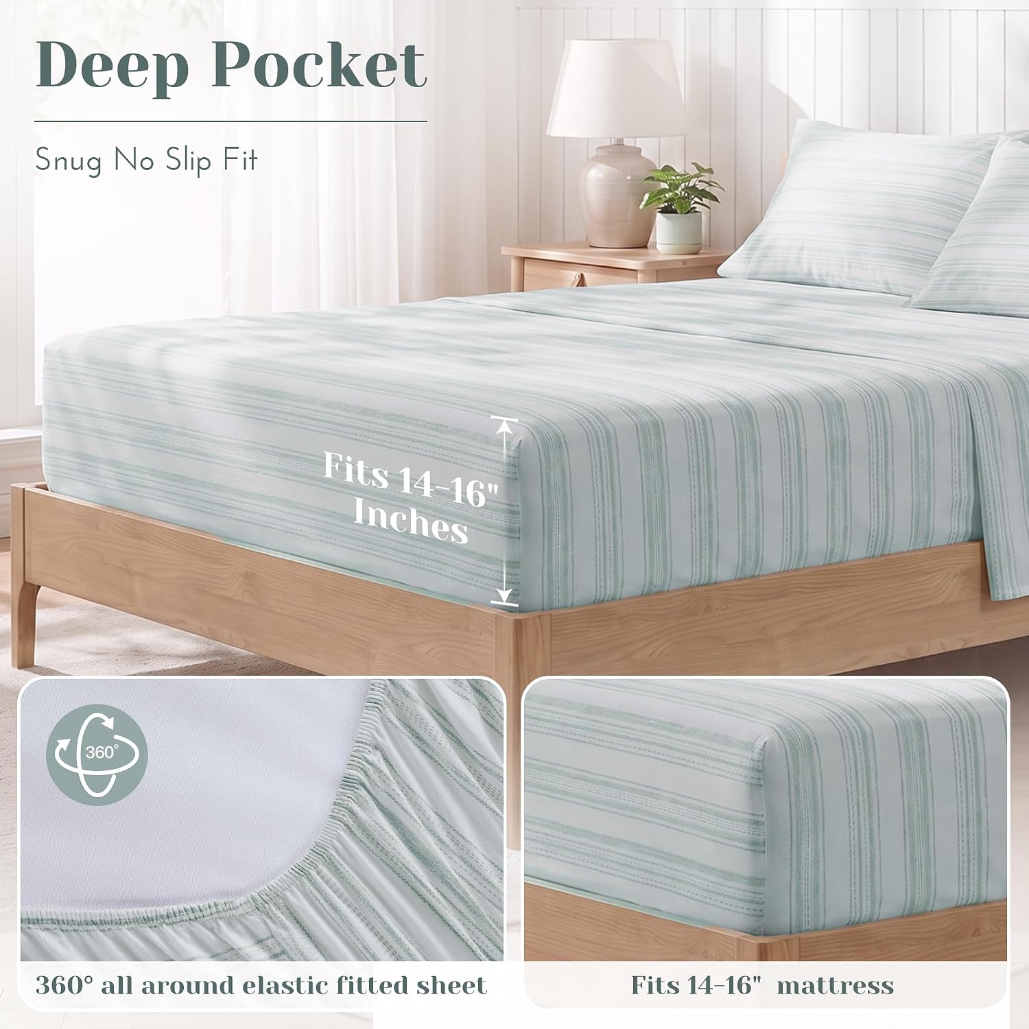 JUEGO DE SÁBANAS COMFORT SPACES QUEEN 100% ALGODÓN PERCAL 4 PIEZAS GOOD VIBES - 5