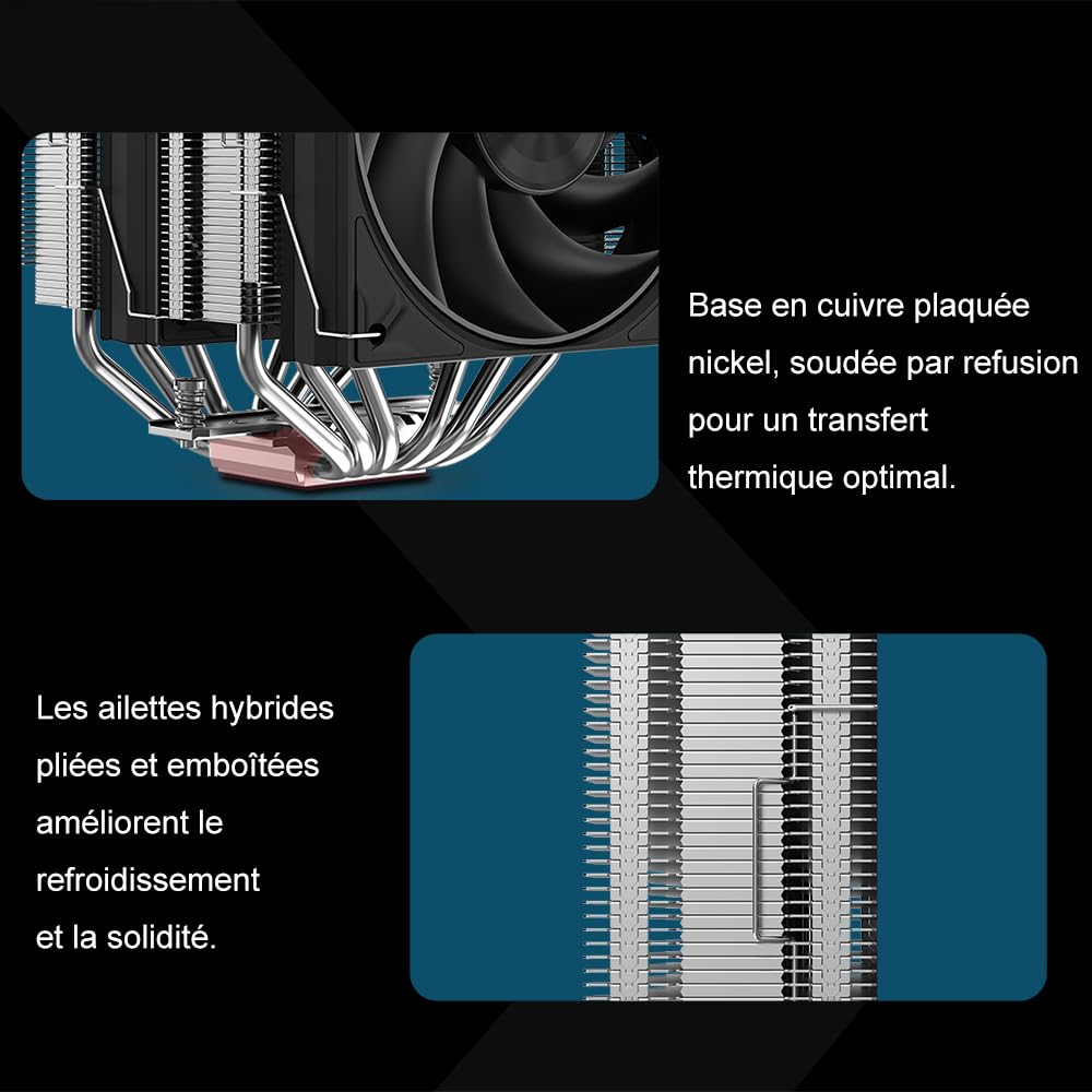 ENFRIADOR DE CPU SAMA A60E DUAL TOWER 265W TDP PLATA - 5