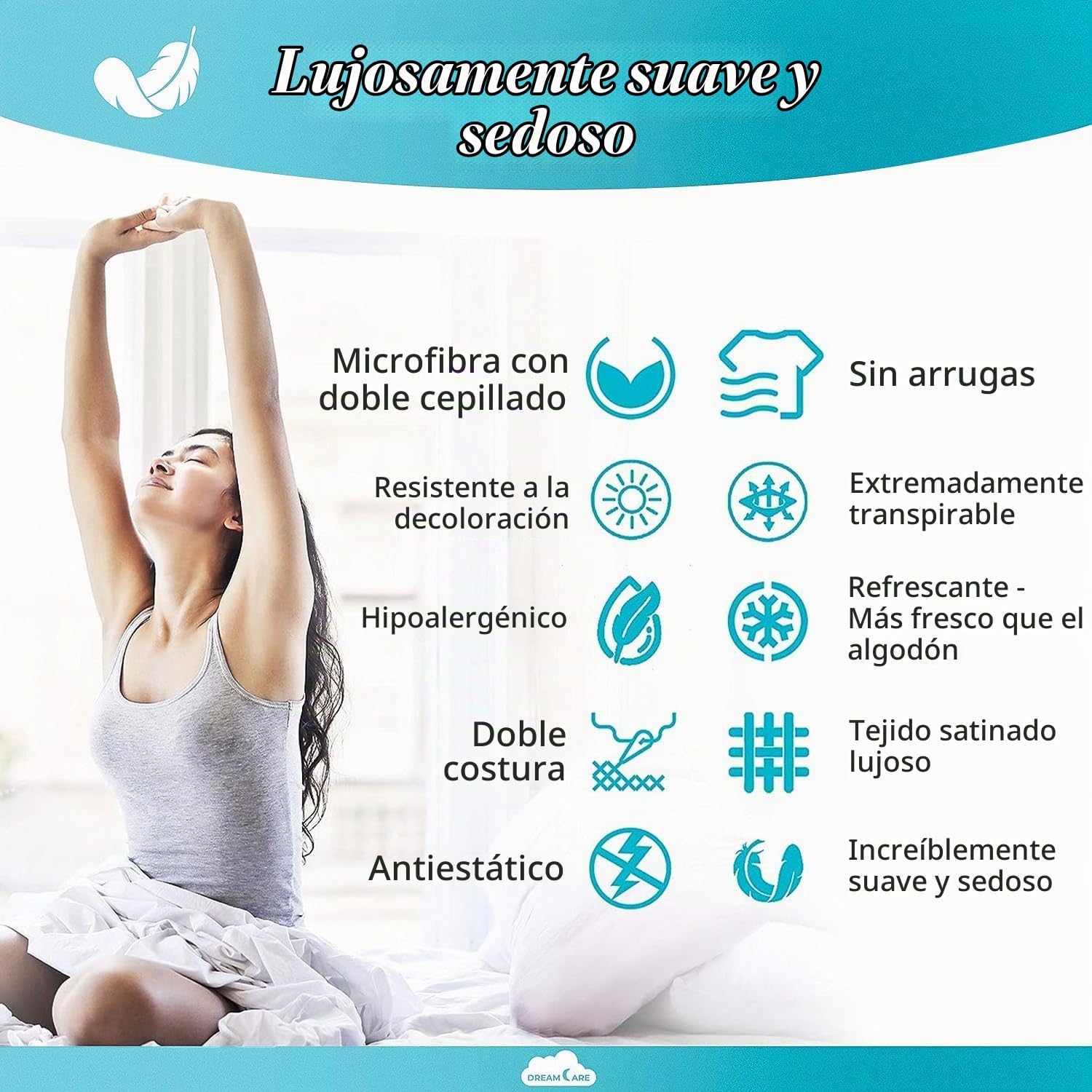 JUEGO DE SÁBANAS KING DREAMCARE 6 PIEZAS MICROFIBRA - 5