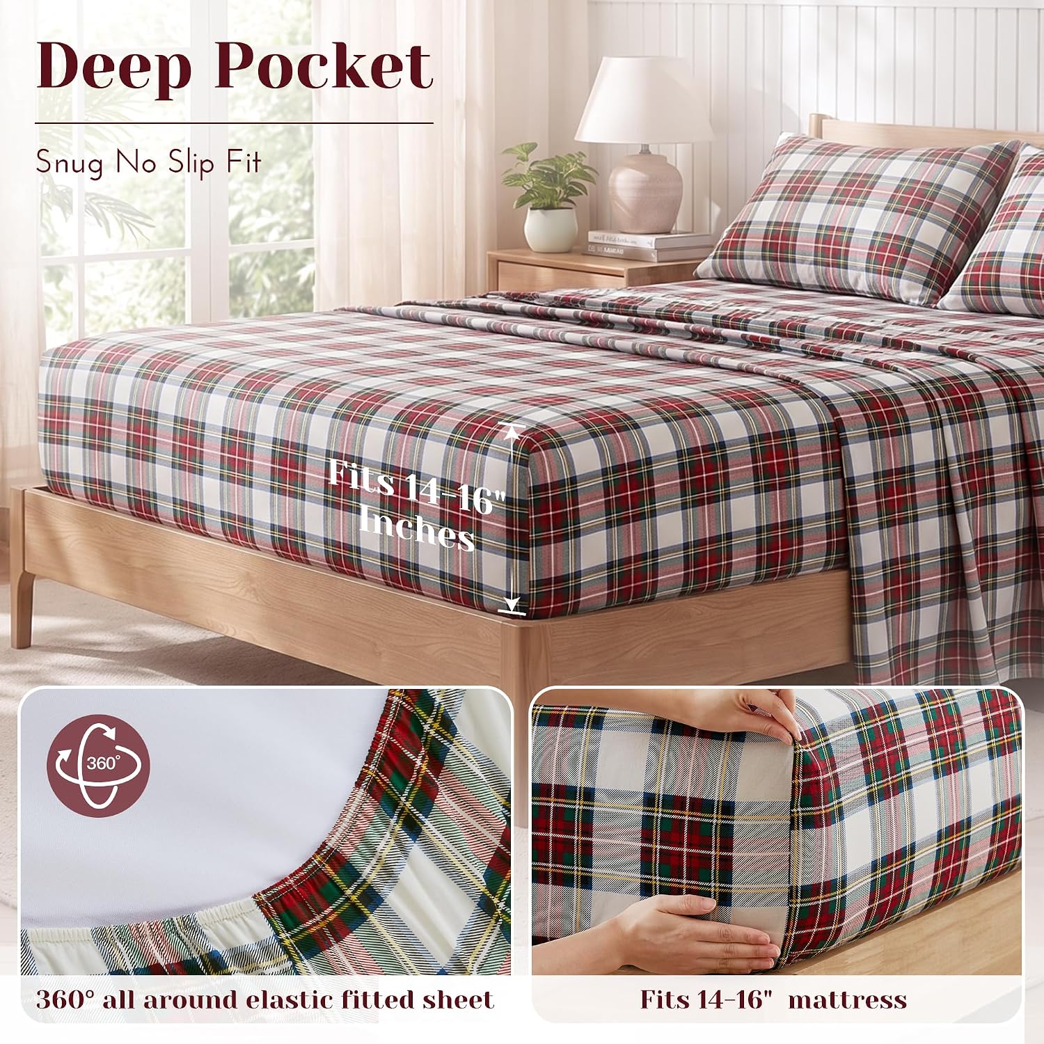 JUEGO DE SÁBANAS COMFORT SPACES QUEEN 100% ALGODÓN PERCAL 4 PIEZAS - 5