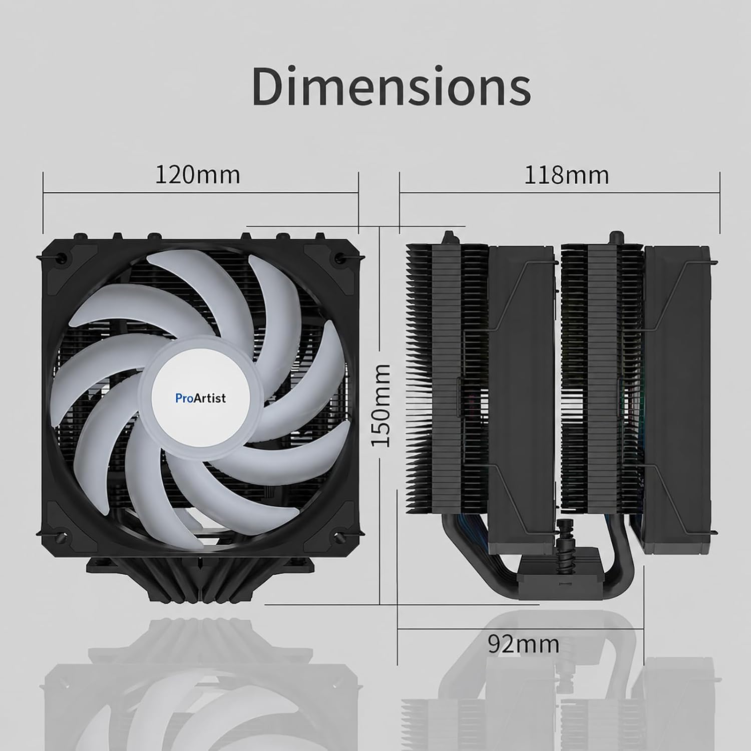 ENFRIADOR DE CPU PROARTIST BLACK DUAL TOWER E6 V4 RGB 250W TDP - 4