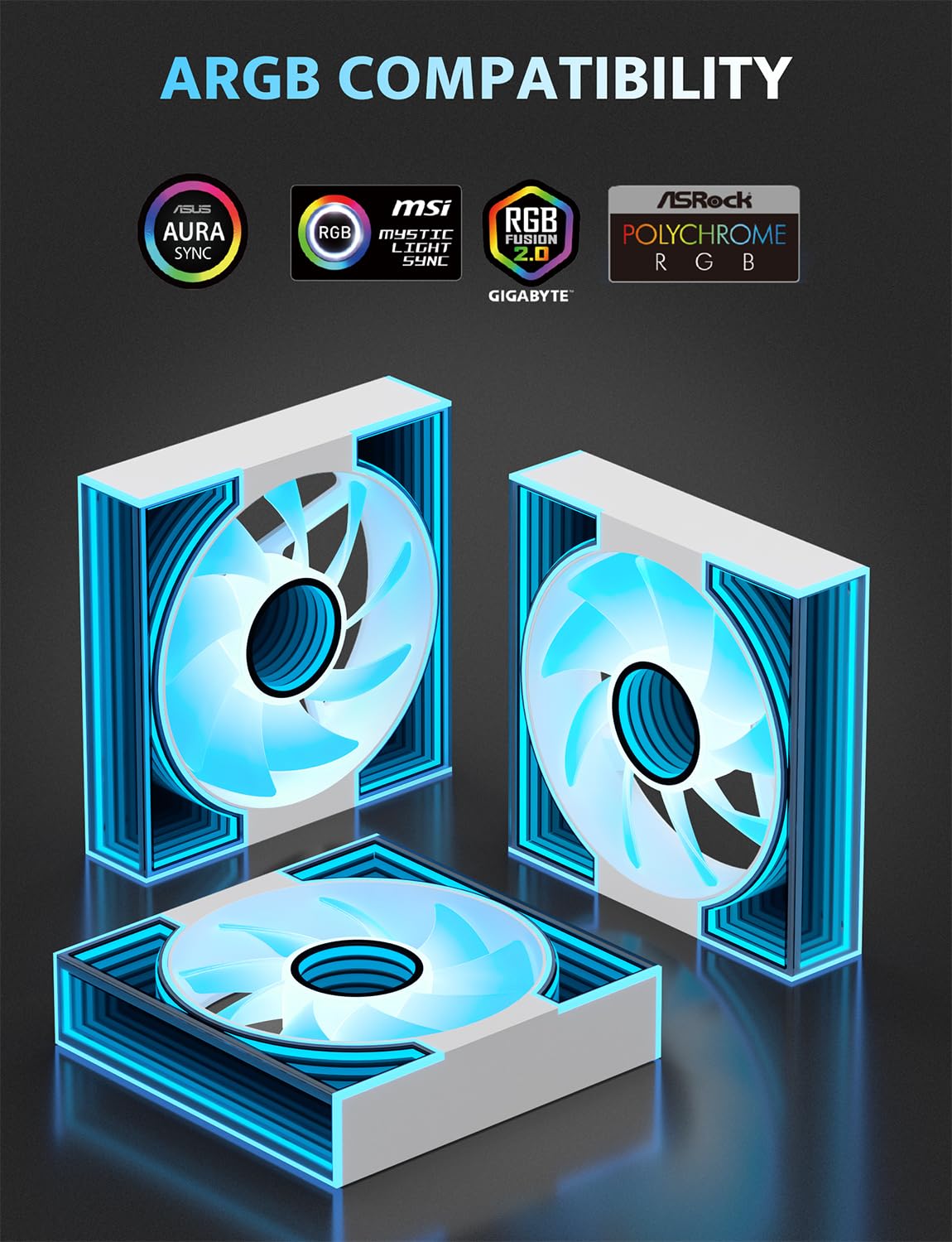 COOLER PARA PC DARKFLASH DM8 3-PACK 120MM ARGB PWM BLANCO - 4