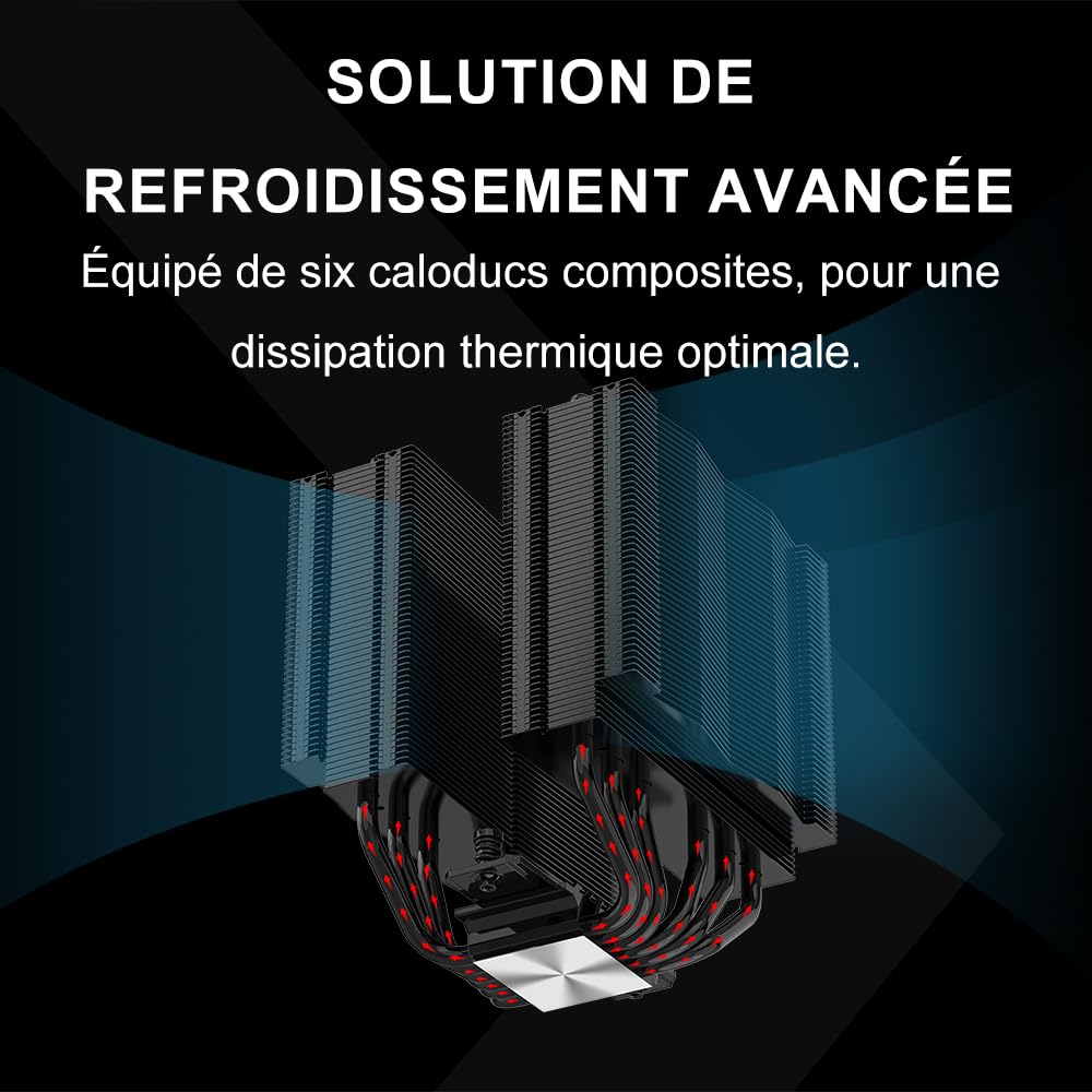 ENFRIADOR DE CPU SAMA A60B DUAL TOWER 265W TDP NEGRO - 4