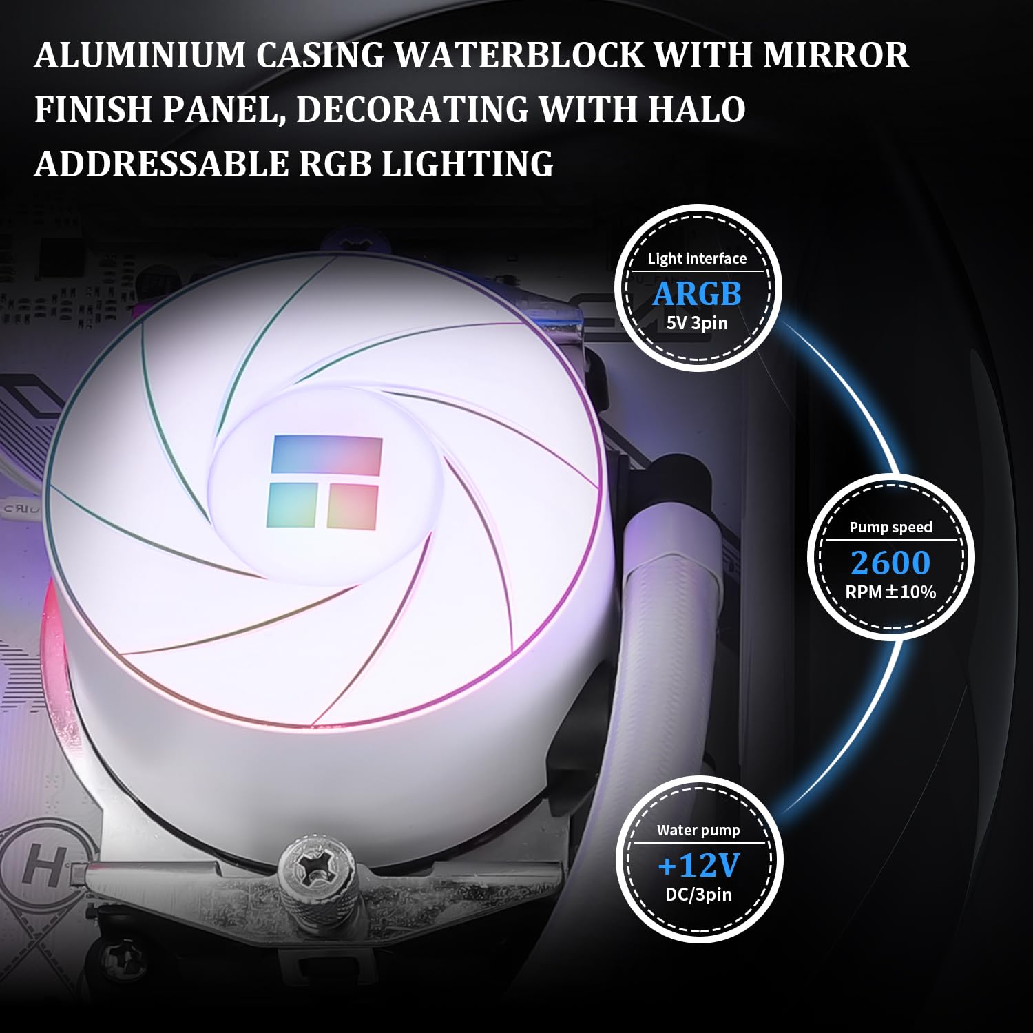 ENFRIADOR LÍQUIDO PARA CPU THERMALRIGHT AQUA ELITE 360 WHITE ARGB CON 3 VENTILADORES PWM - 4