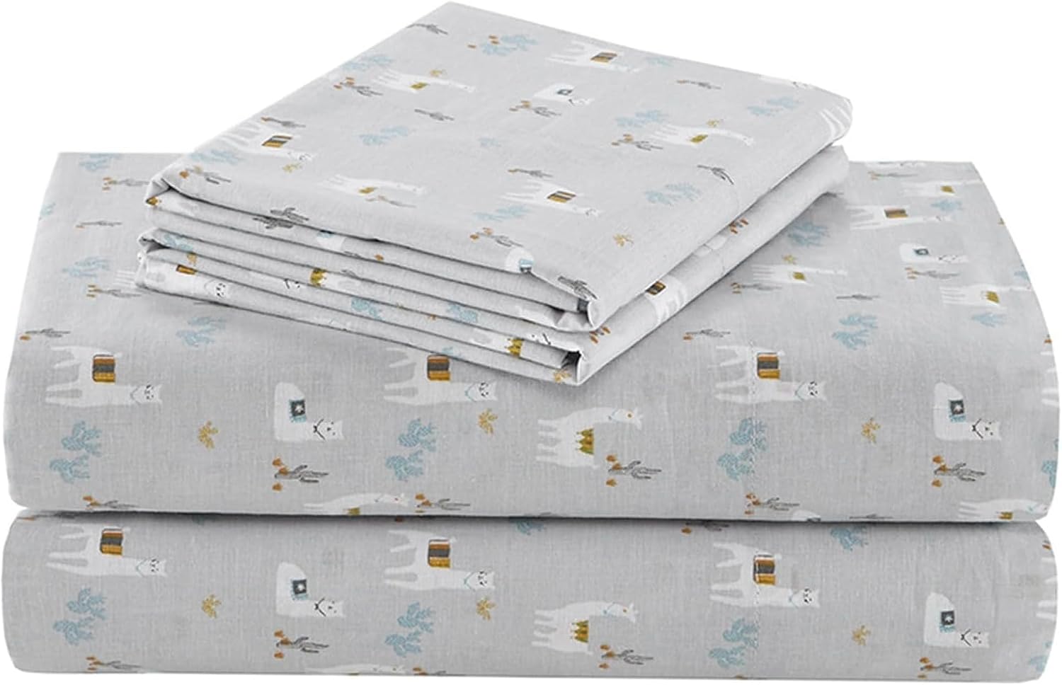 JUEGO DE SÁBANAS COMFORT SPACES QUEEN 4 PIEZAS ALGODÓN PERCAL LAMA MULTICOLOR - 1