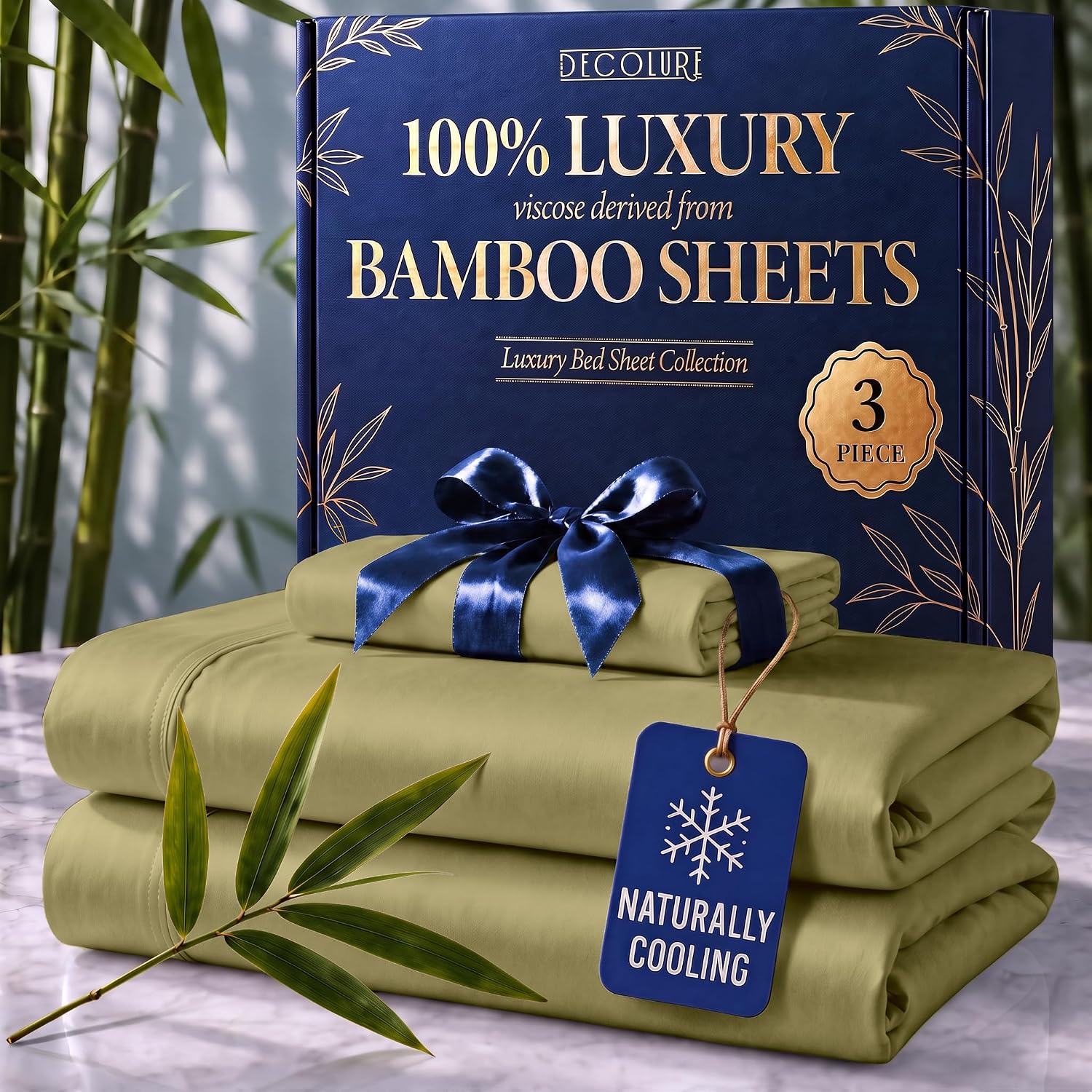 JUEGO DE SÁBANAS DECOLURE 100% VISCOSA DE BAMBÚ TWIN 3 PIEZAS - 1