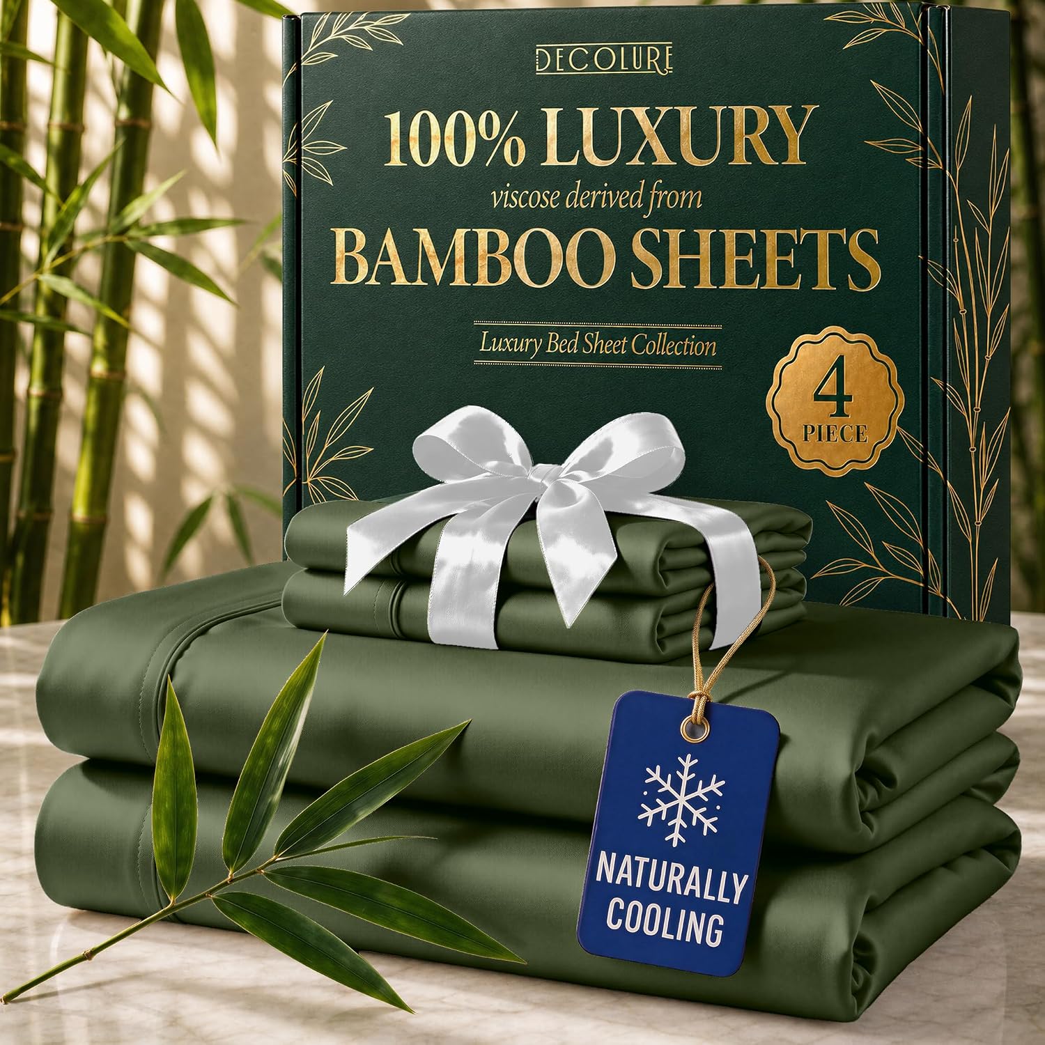 JUEGO DE SÁBANAS DECOLURE 100% VISCOSA DE BAMBÚ TWIN 4 PIEZAS - 1