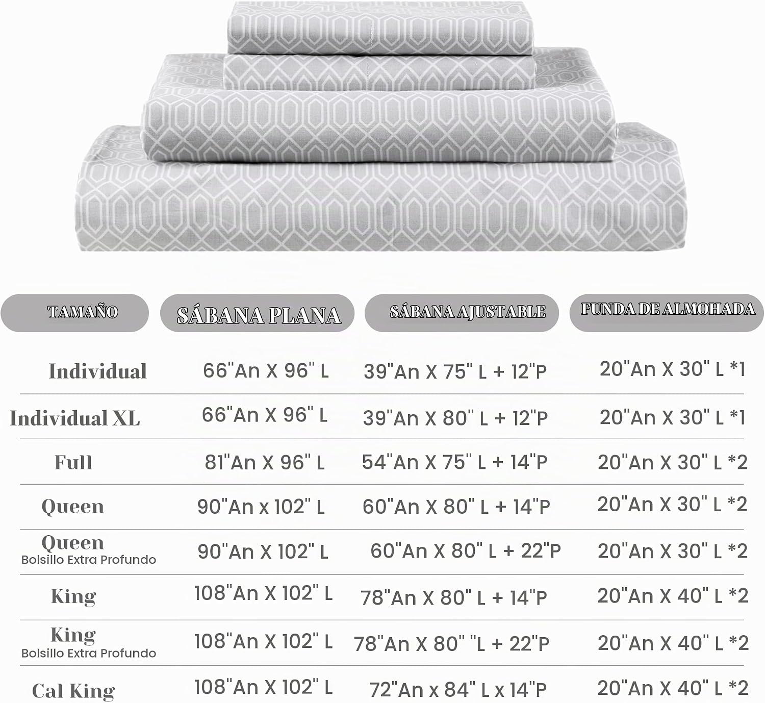 JUEGO DE SÁBANAS COMFORT SPACES PERCALE ALGODÓN 100% QUEEN 4 PIEZAS GRIS DIAMANTE - 4