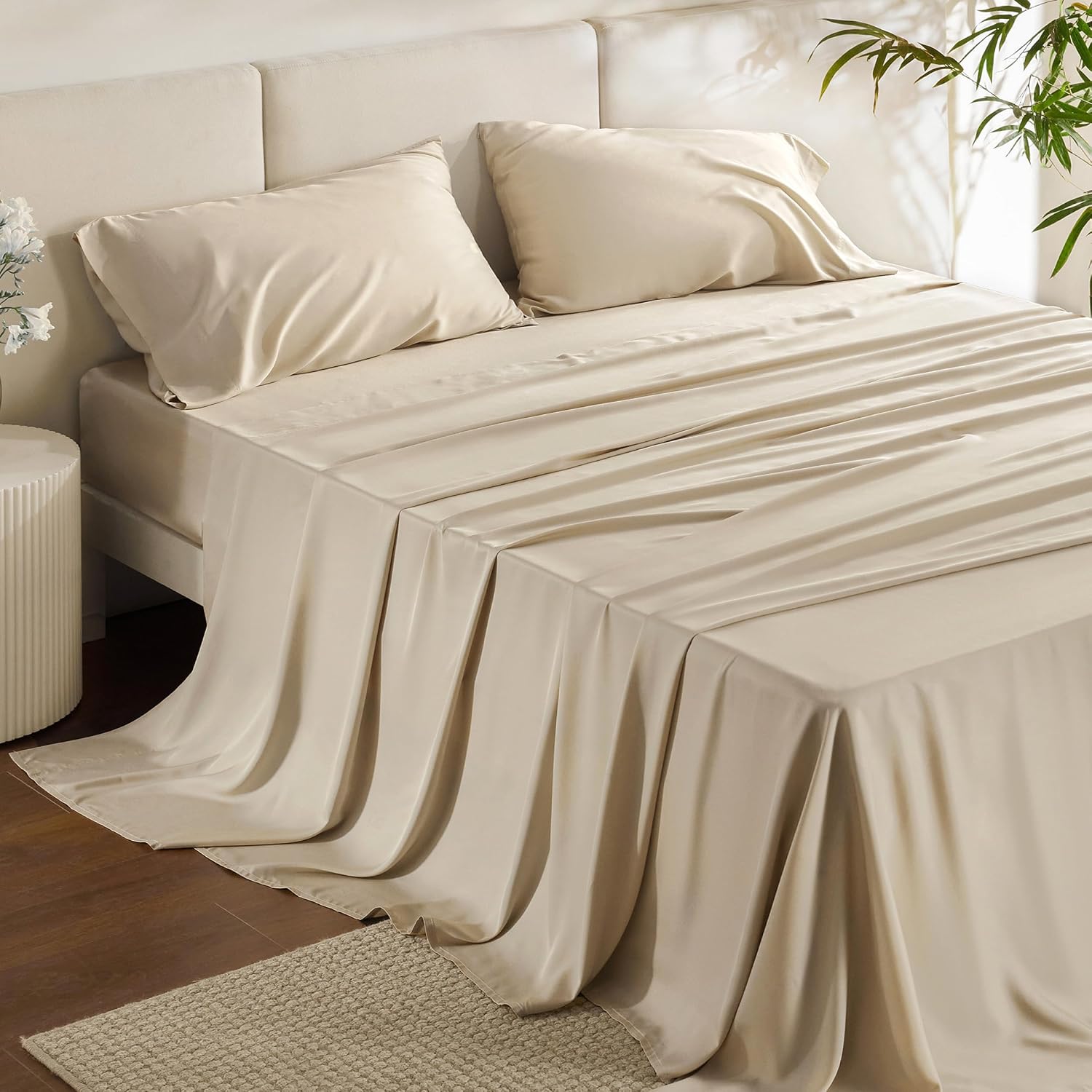 JUEGO DE SÁBANAS BEDSURE PUREWOVEN 100% RAYÓN DE BAMBÚ FULL 4 PIEZAS - 1