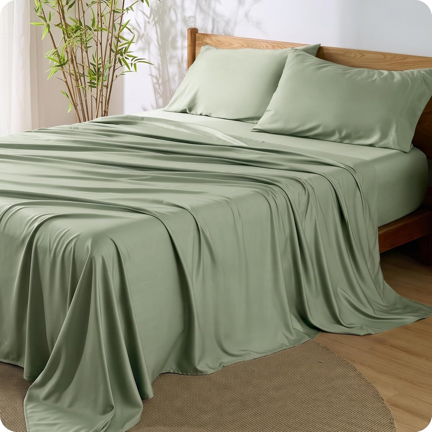 JUEGO DE SÁBANAS BEDSURE PUREWOVEN 100% RAYÓN DE BAMBÚ FULL 4 PIEZAS - 1