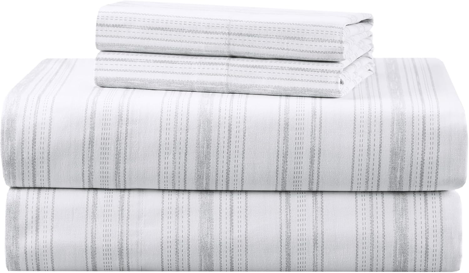 JUEGO DE SÁBANAS COMFORT SPACES QUEEN 4 PIEZAS ALGODÓN PERCAL GRIS - 1
