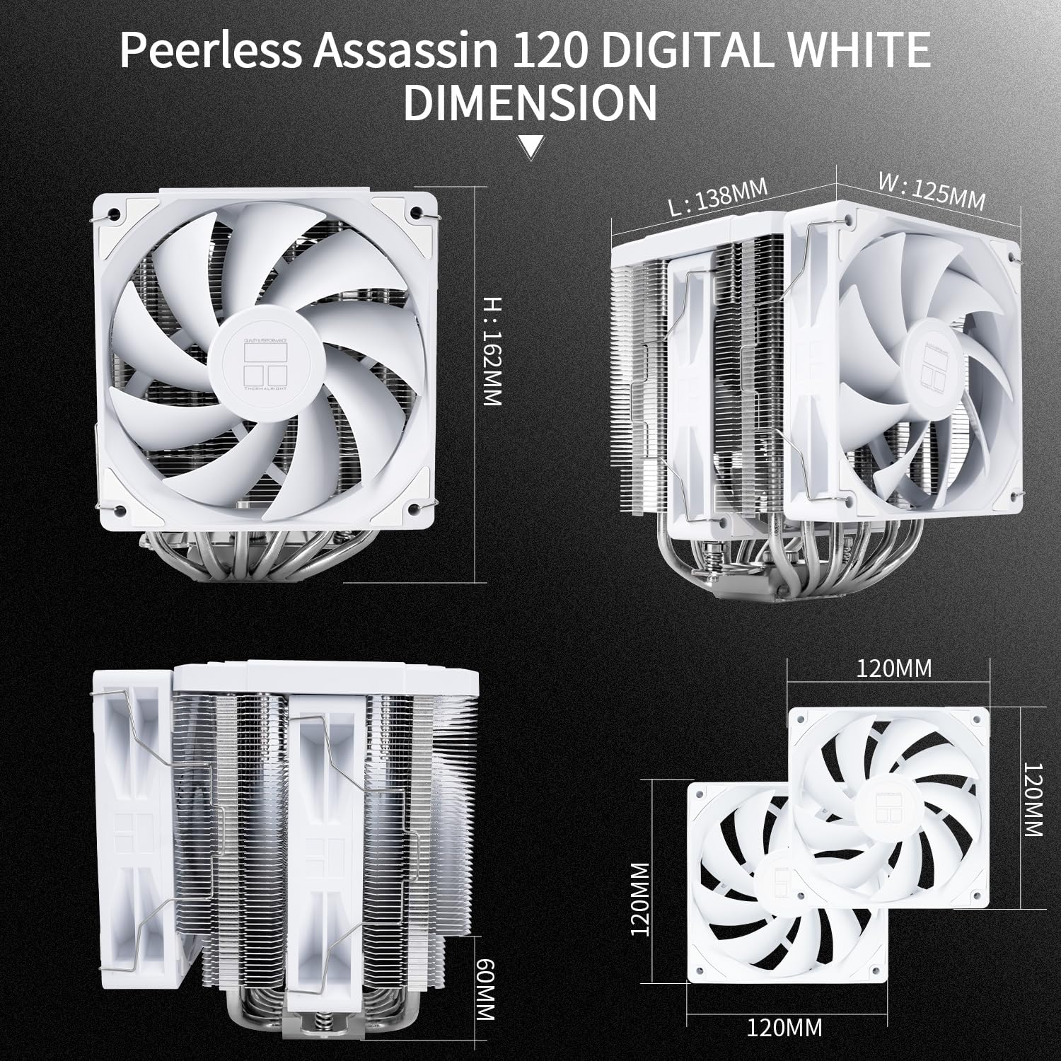ENFRIADOR DE CPU THERMALRIGHT PEERLESS ASSASSIN 120 DIGITAL BLANCO CON 6 HEATPIPES DE 6MM - 5