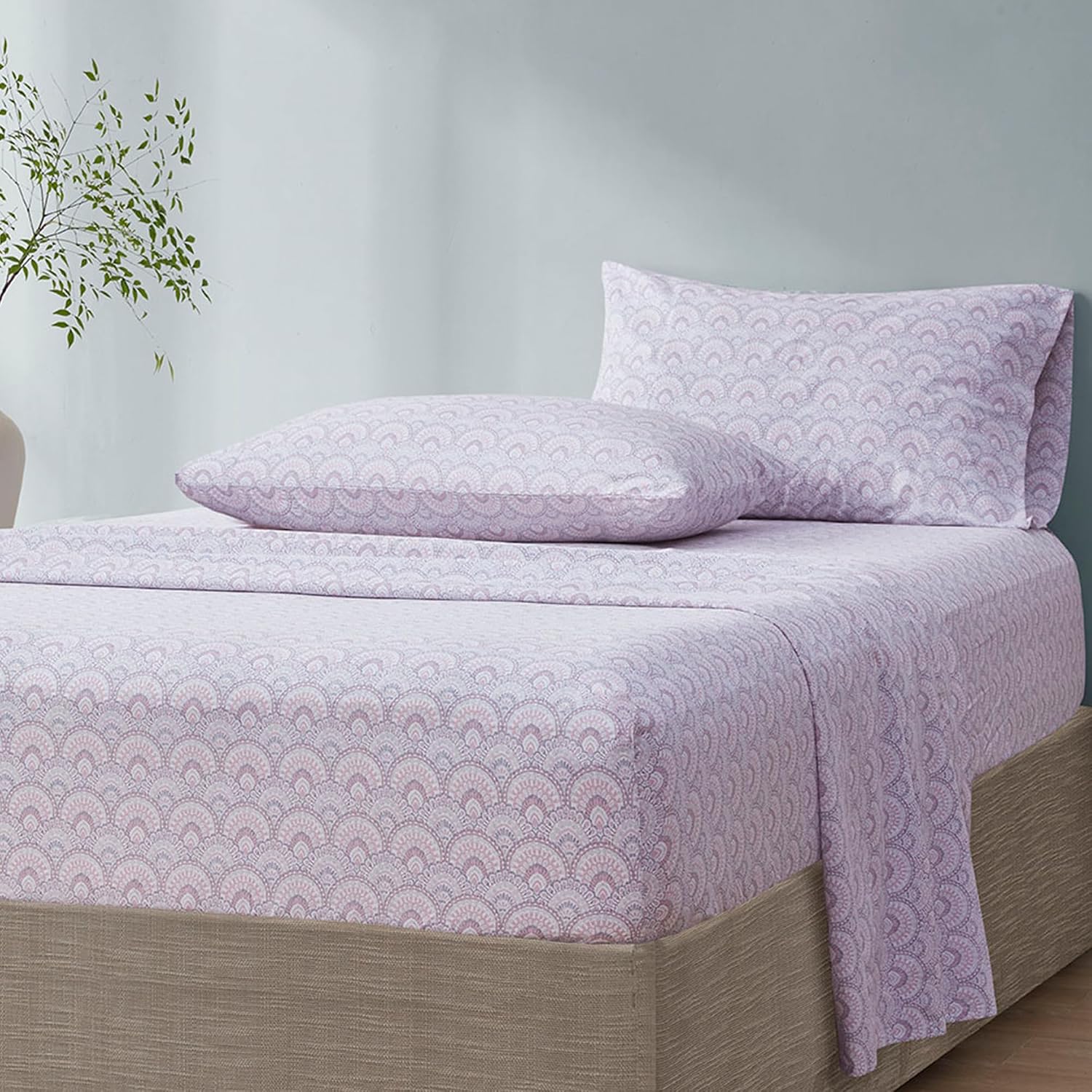 JUEGO DE SÁBANAS COMFORT SPACES TABITHA QUEEN 4 PIEZAS ALGODÓN PERCAL MORADO - 1