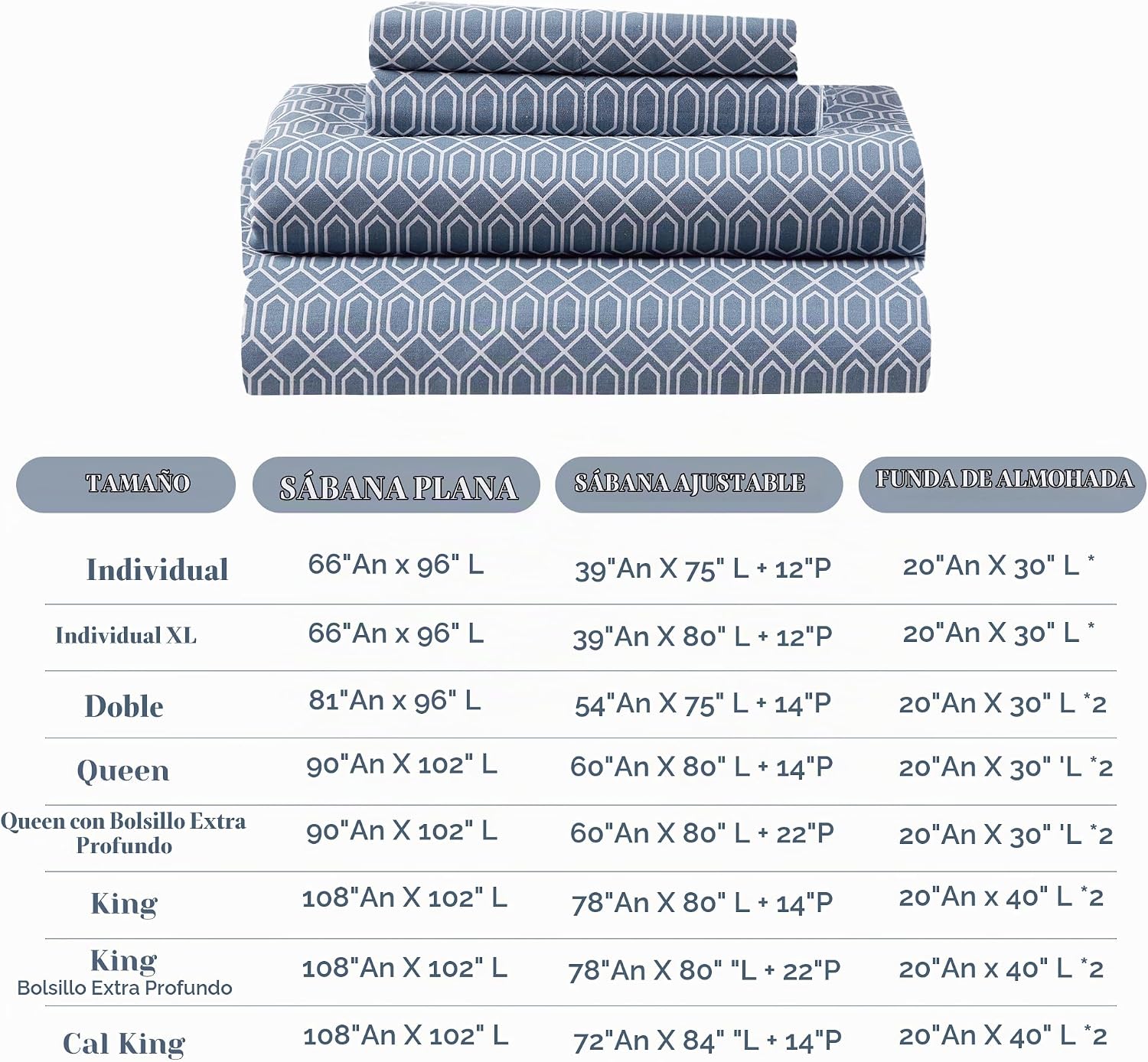 JUEGO DE SÁBANAS COMFORT SPACES PERCALE ALGODÓN 100% QUEEN 4 PIEZAS AZUL DIAMANTE - 4