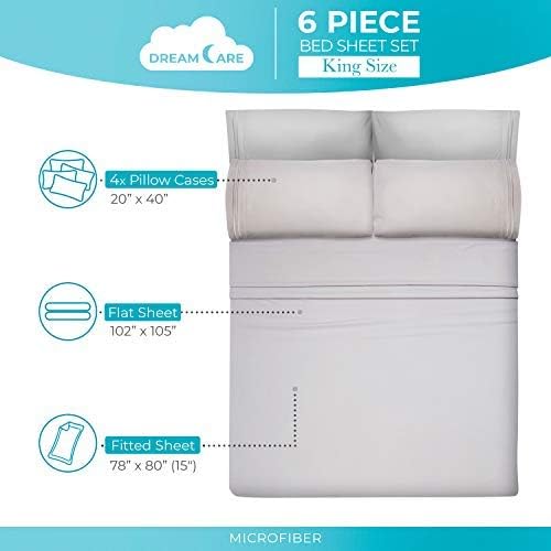 JUEGO DE SÁBANAS KING SIZE DREAMCARE 6 PIEZAS MICROFIBRA - 4