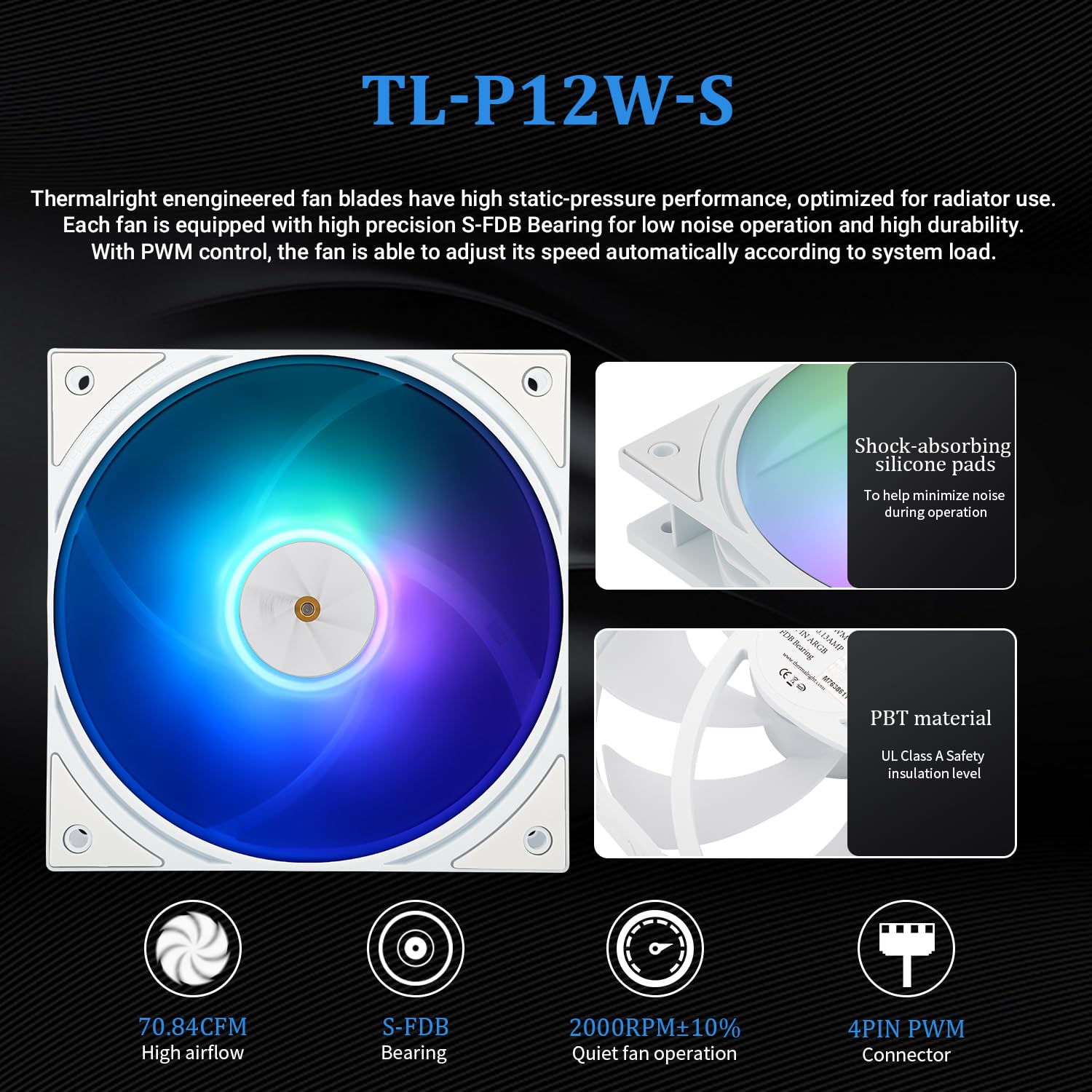ENFRIADOR LÍQUIDO PARA CPU THERMALRIGHT FW 360 WHITE ARGB CON 3 VENTILADORES PWM Y PANTALLA IPS LCD - 5
