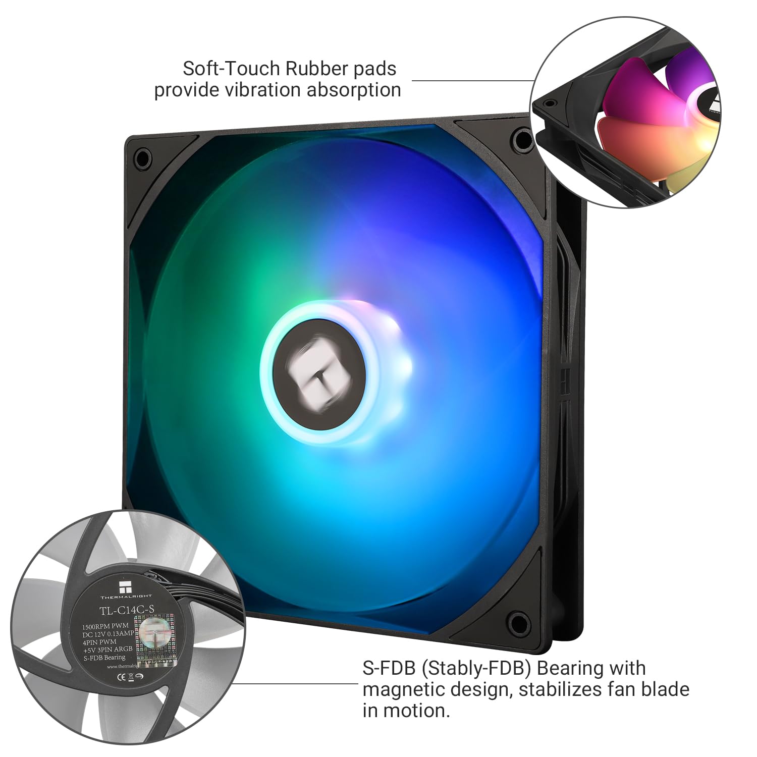 VENTILADOR PARA GABINETE THERMALRIGHT 140MM PWM 1500RPM - 4