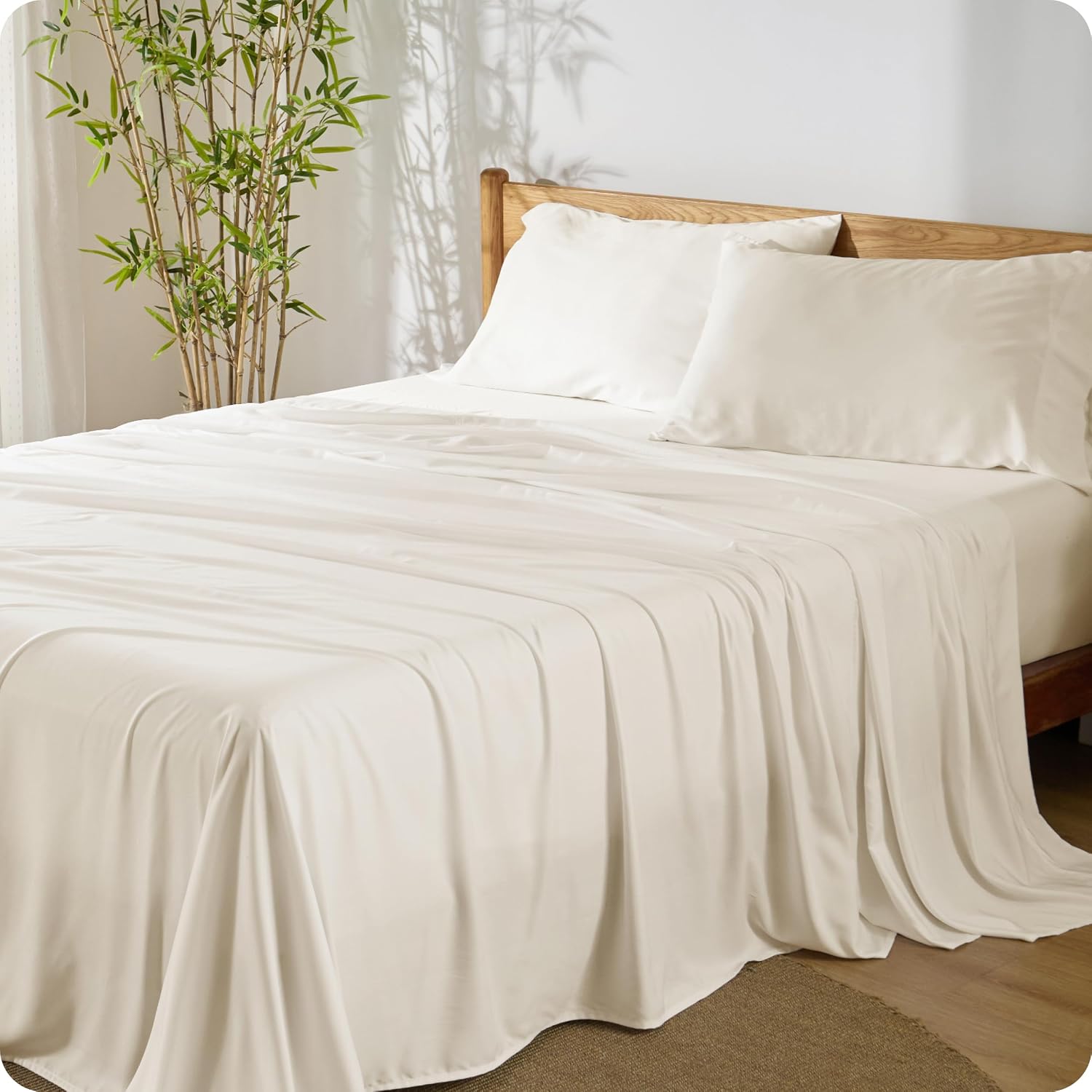 JUEGO DE SÁBANAS BEDSURE PUREWOVEN 100% RAYÓN DE BAMBÚ FULL 4 PIEZAS - 1
