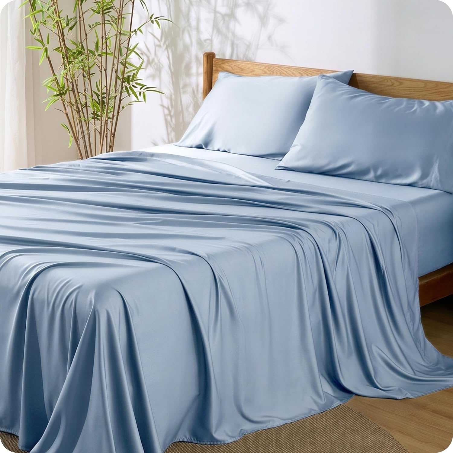JUEGO DE SÁBANAS BEDSURE PUREWOVEN 100% RAYÓN DE BAMBÚ FULL 4 PIEZAS - 1
