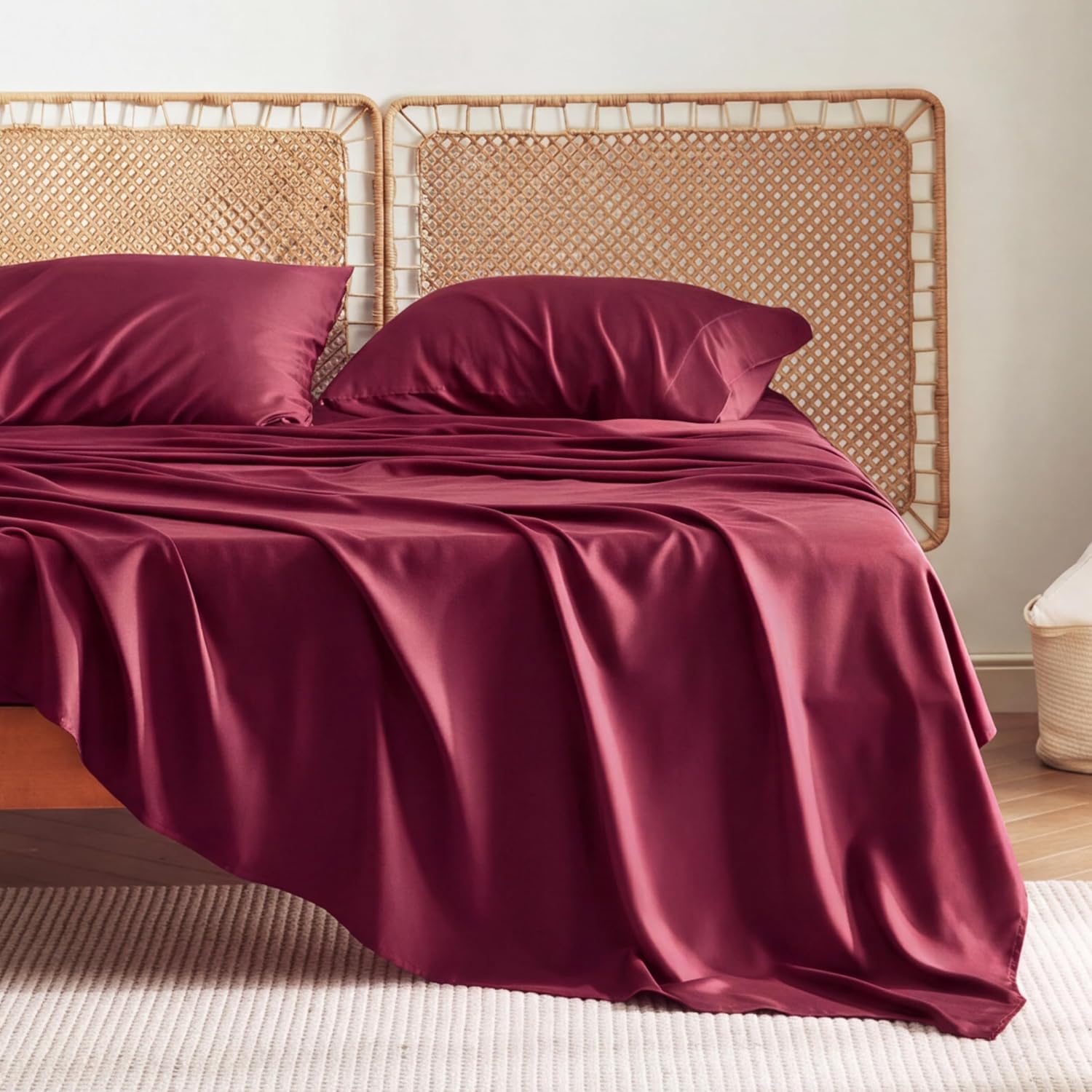 JUEGO DE SÁBANAS BEDSURE PUREWOVEN 100% RAYÓN DE BAMBÚ FULL 4 PIEZAS - 1