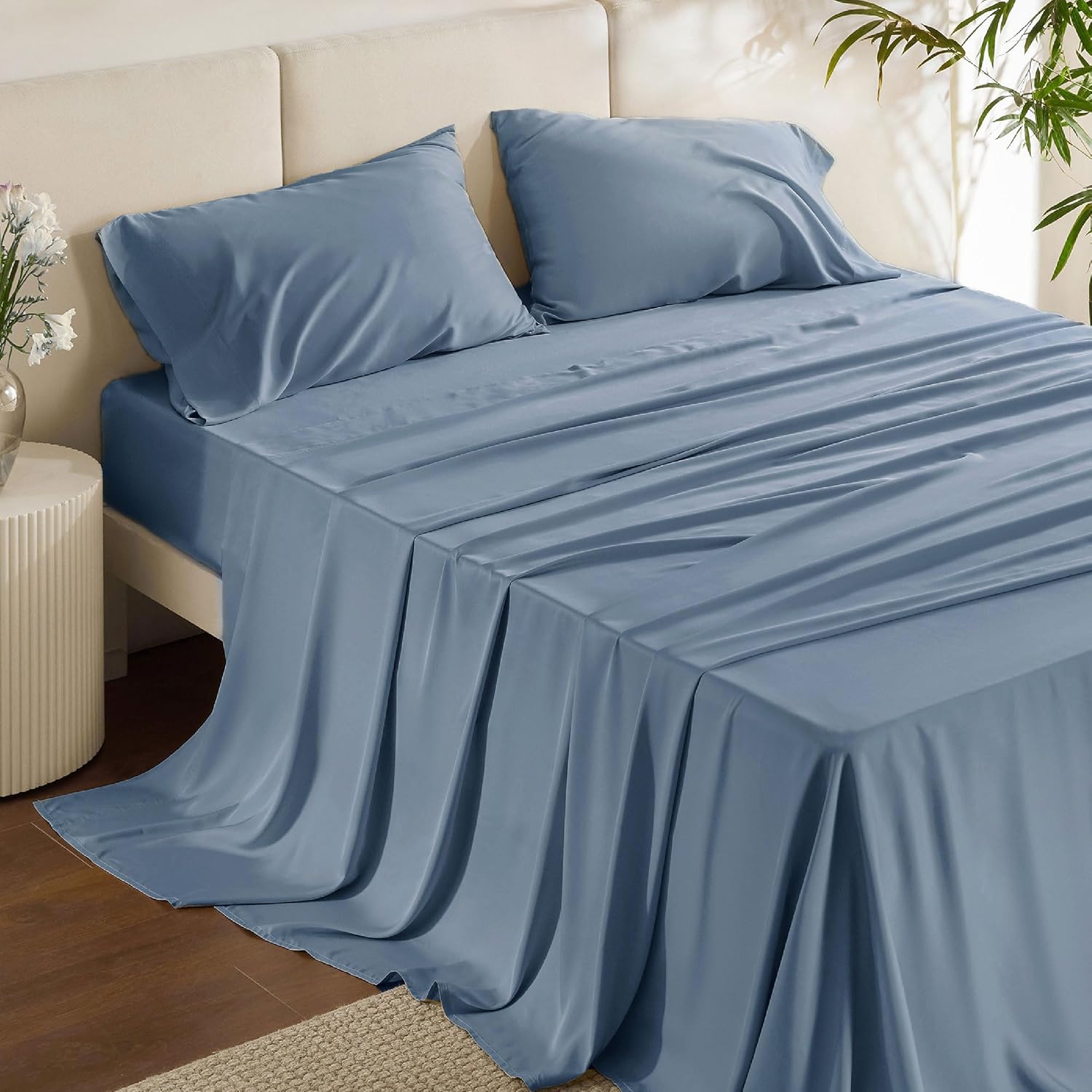JUEGO DE SÁBANAS BEDSURE PUREWOVEN 100% RAYÓN DE BAMBÚ FULL 4 PIEZAS - 1