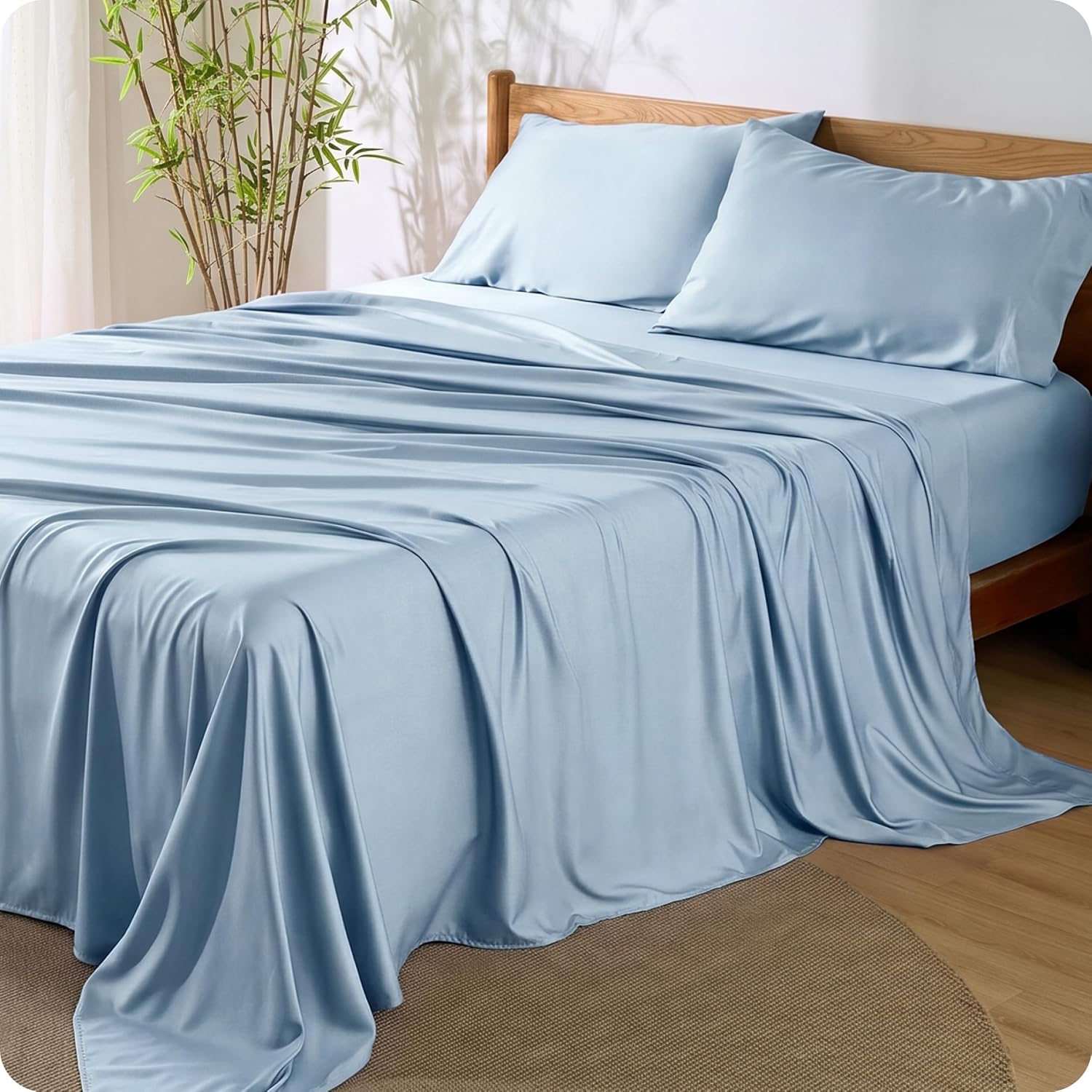 JUEGO DE SÁBANAS BEDSURE PUREWOVEN 100% RAYÓN DE BAMBÚ FULL 4 PIEZAS - 1