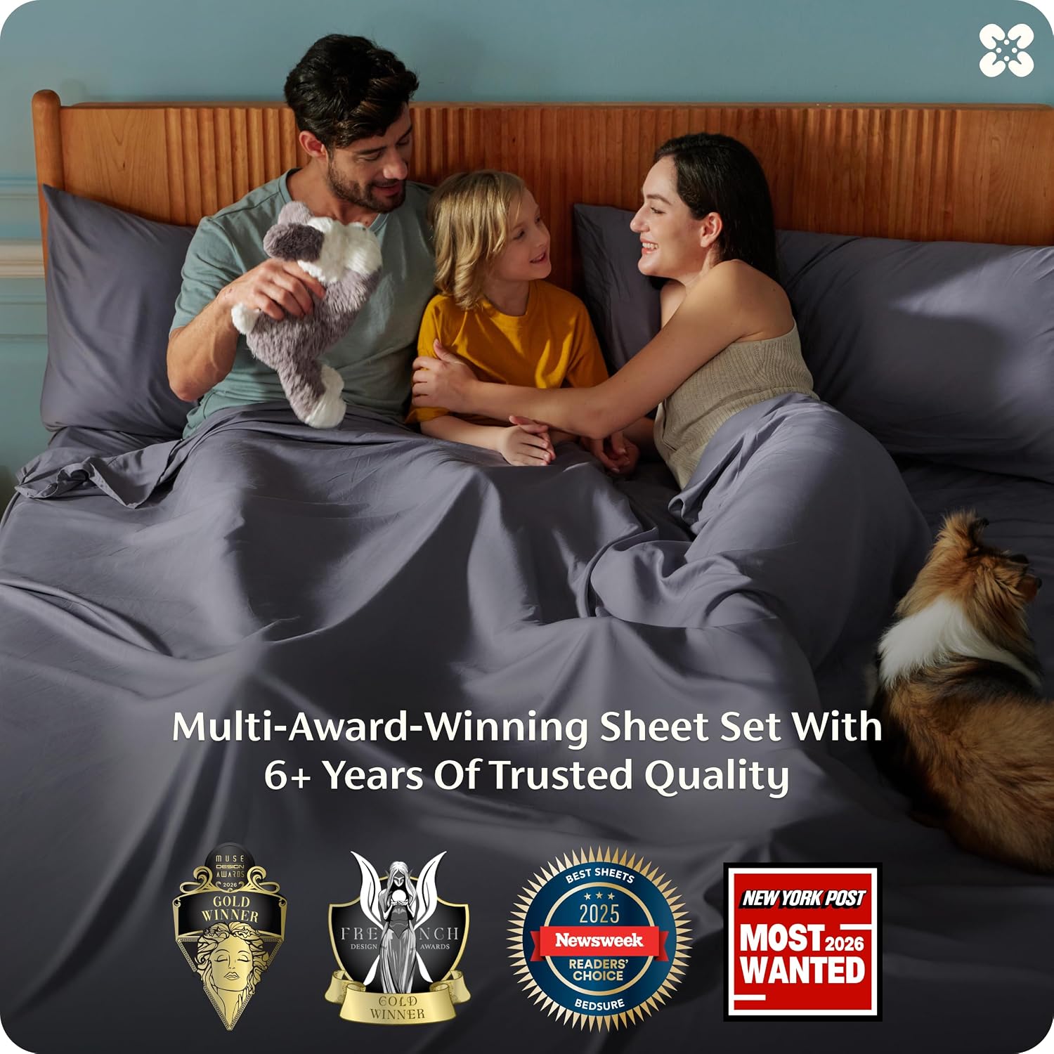 JUEGO DE SÁBANAS BEDSURE KING SIZE GRIS OSCURO 2 UNIDADES - 3