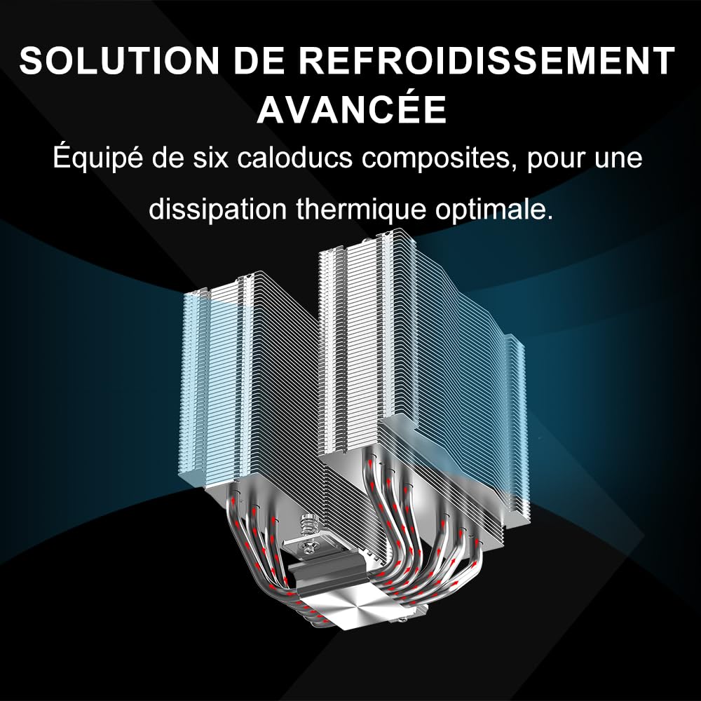 ENFRIADOR DE CPU SAMA A60L DUAL TOWER 265W TDP CON ARGB - 3
