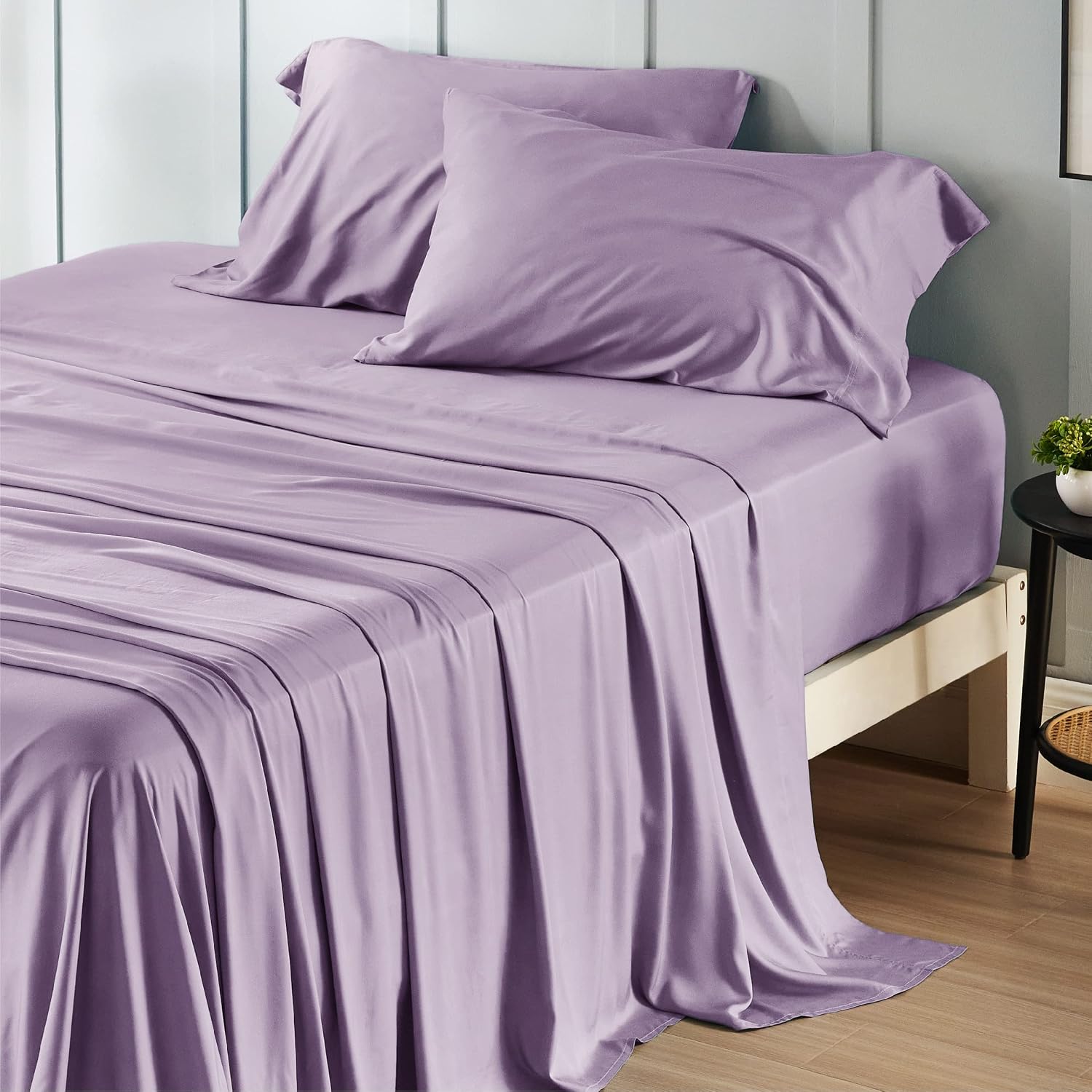 JUEGO DE SÁBANAS BEDSURE PUREWOVEN 100% RAYÓN DE BAMBÚ QUEEN 4 PIEZAS - 1