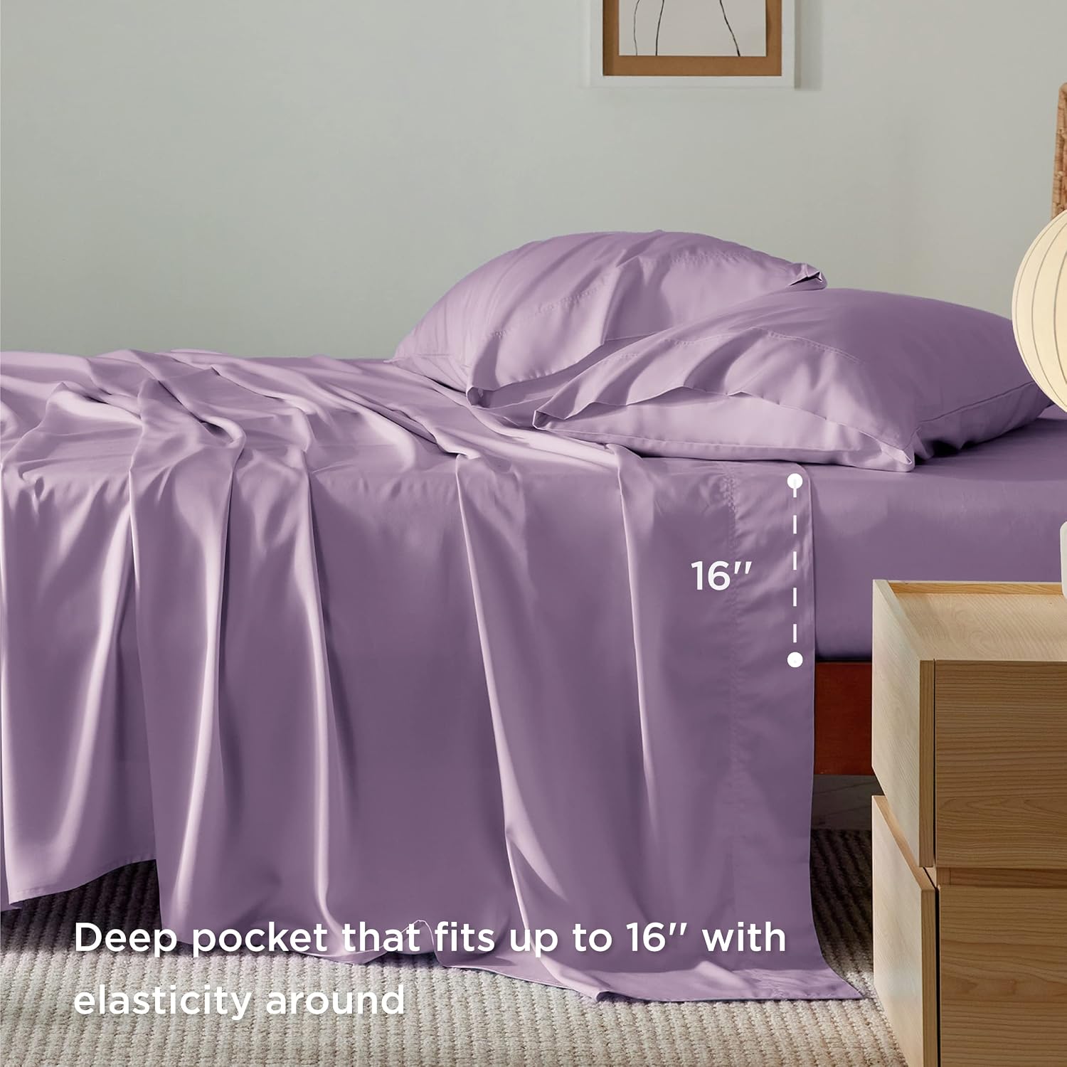 JUEGO DE SÁBANAS BEDSURE PUREWOVEN 100% RAYÓN DE BAMBÚ QUEEN 4 PIEZAS - 3
