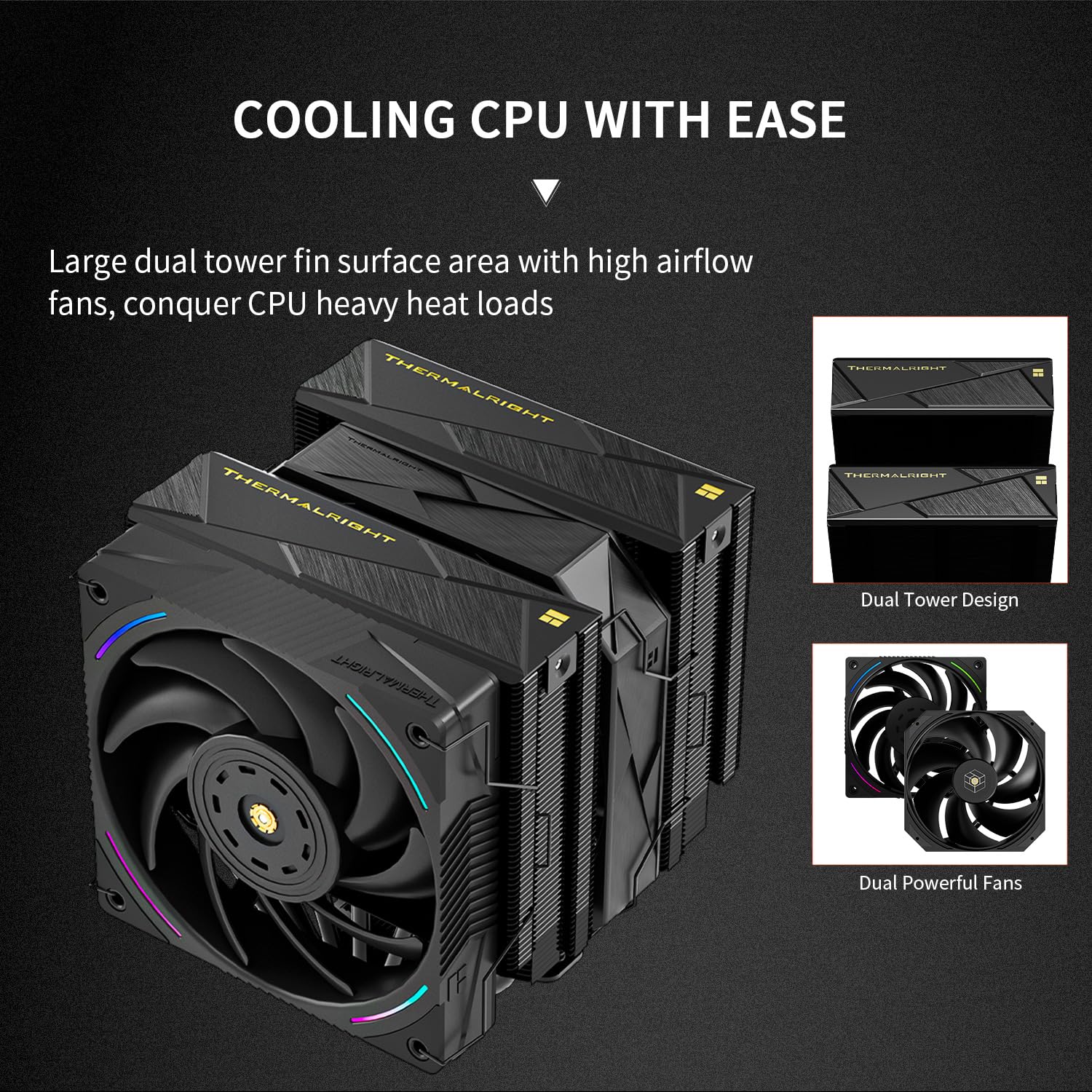 COOLER PARA CPU THERMALRIGHT ROYAL PRETOR 130 ULTRA BLACK 7 HEAT PIPES - 5