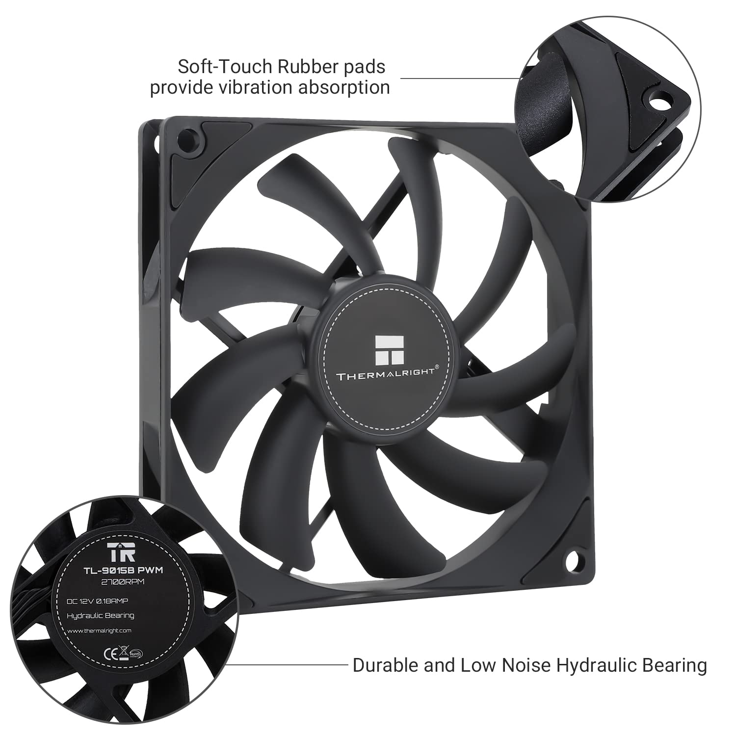 COOLER PARA CPU THERMALRIGHT TL-9015B 92MM 15MM NEGRO 4PIN PWM - 4