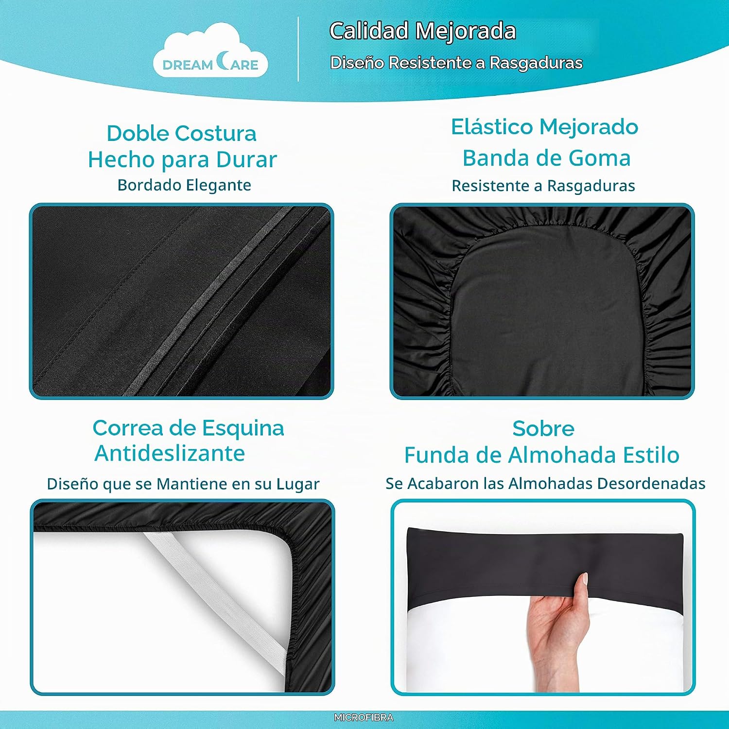 JUEGO DE SÁBANAS KING DREAMCARE 6 PIEZAS MICROFIBRA CON BOLSILLO LATERAL - 5