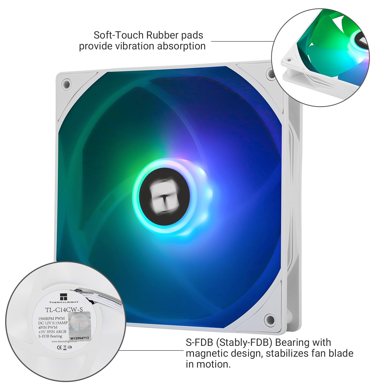 COOLER PARA CPU THERMALRIGHT TL-C14CW-S 14 CM 1500 RPM BLANCO - 4
