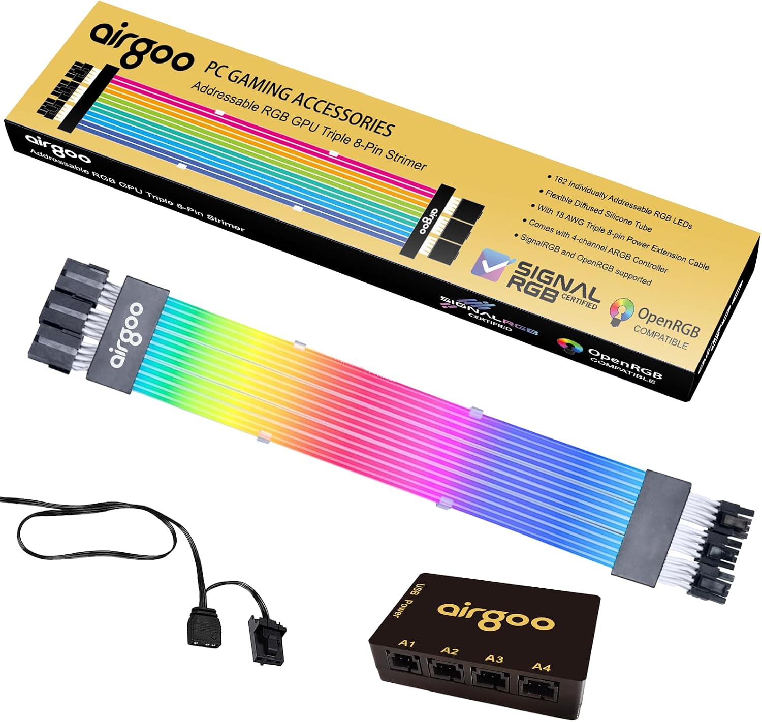 CABLE EXTENSOR ARGB PARA GPU AIRGOO 8-PIN CON CONTROLADOR 4 PUERTOS - 1