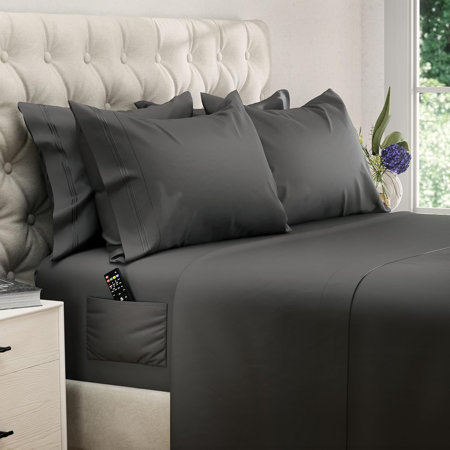 JUEGO DE SÁBANAS KING SIZE DREAMCARE 6 PIEZAS MICROFIBRA - 1