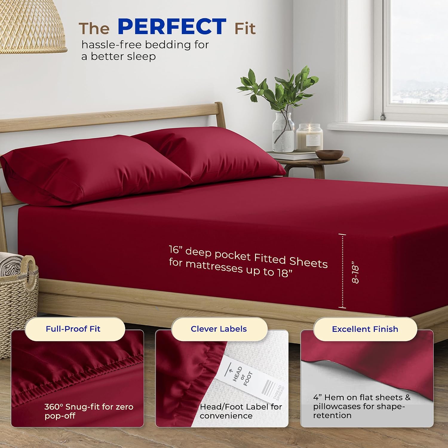 JUEGO DE SÁBANAS THREAD SPREAD EGYPTIAN COTTON KING BURDEO 4 PIEZAS - 4