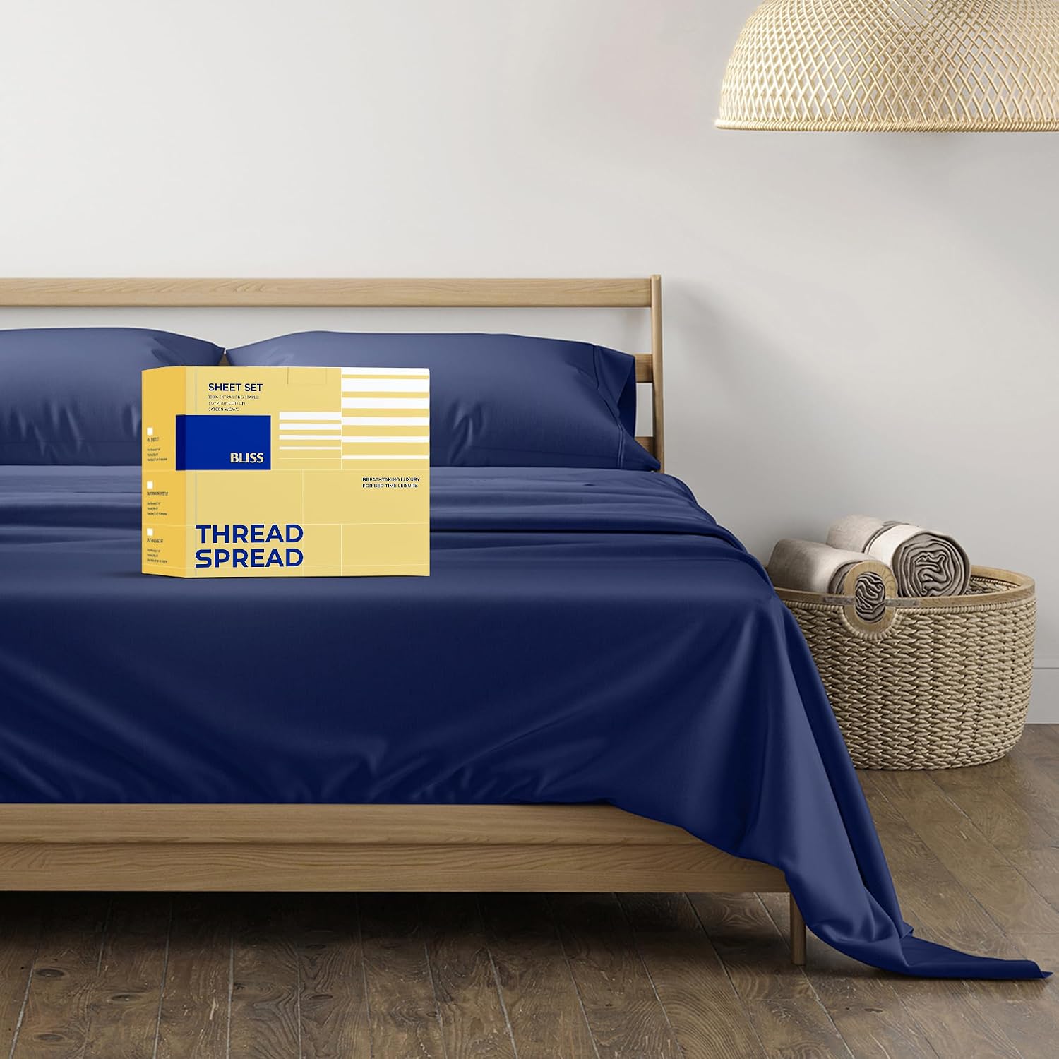 JUEGO DE SÁBANAS THREAD SPREAD EGYPTIAN COTTON KING SIZE 4 PIEZAS AZUL MARINO - 1