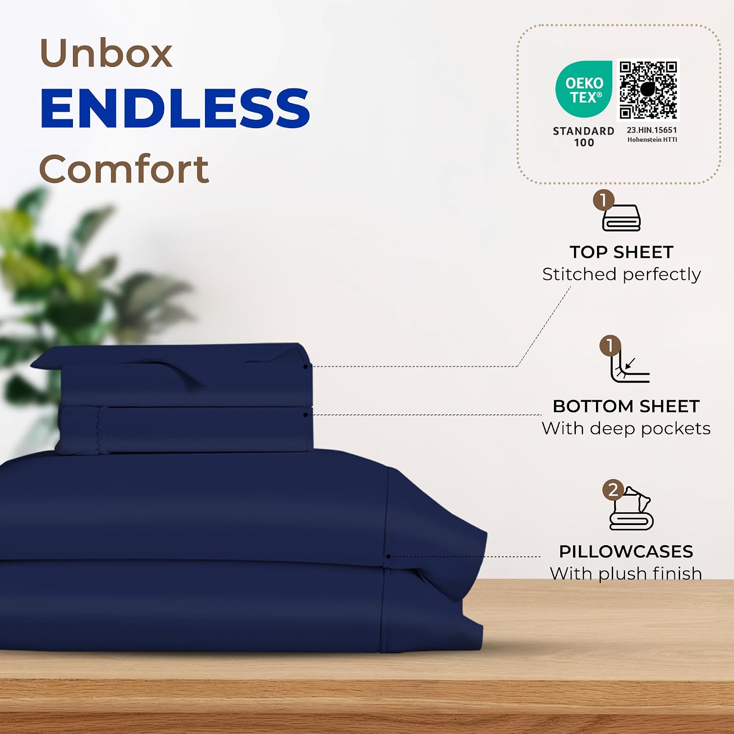 JUEGO DE SÁBANAS THREAD SPREAD EGYPTIAN COTTON KING SIZE 4 PIEZAS AZUL MARINO - 3